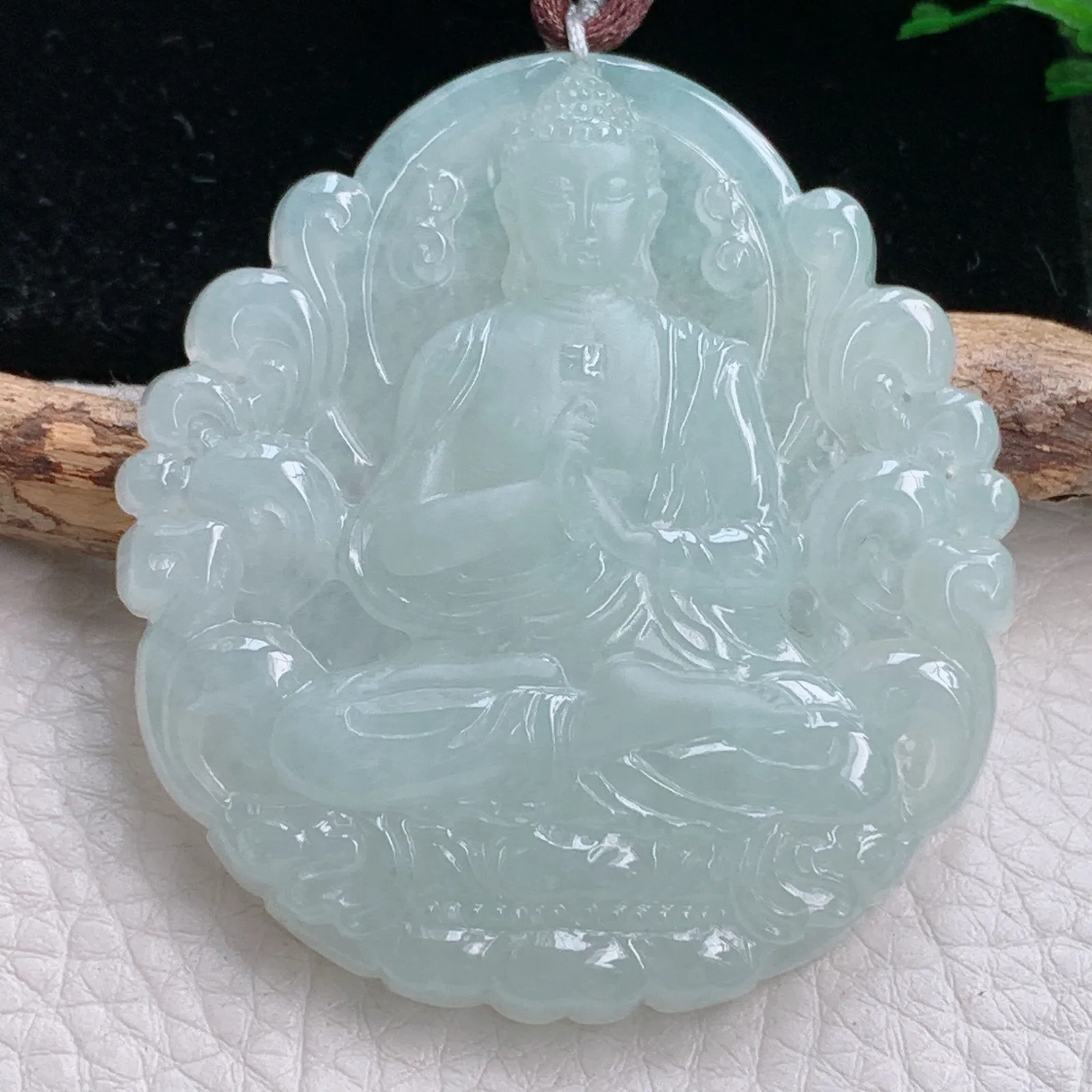 bg自然光57.3*53*8.2天然缅甸翡翠冰晴大日如来佛祖 玉吊坠 毛衣坠