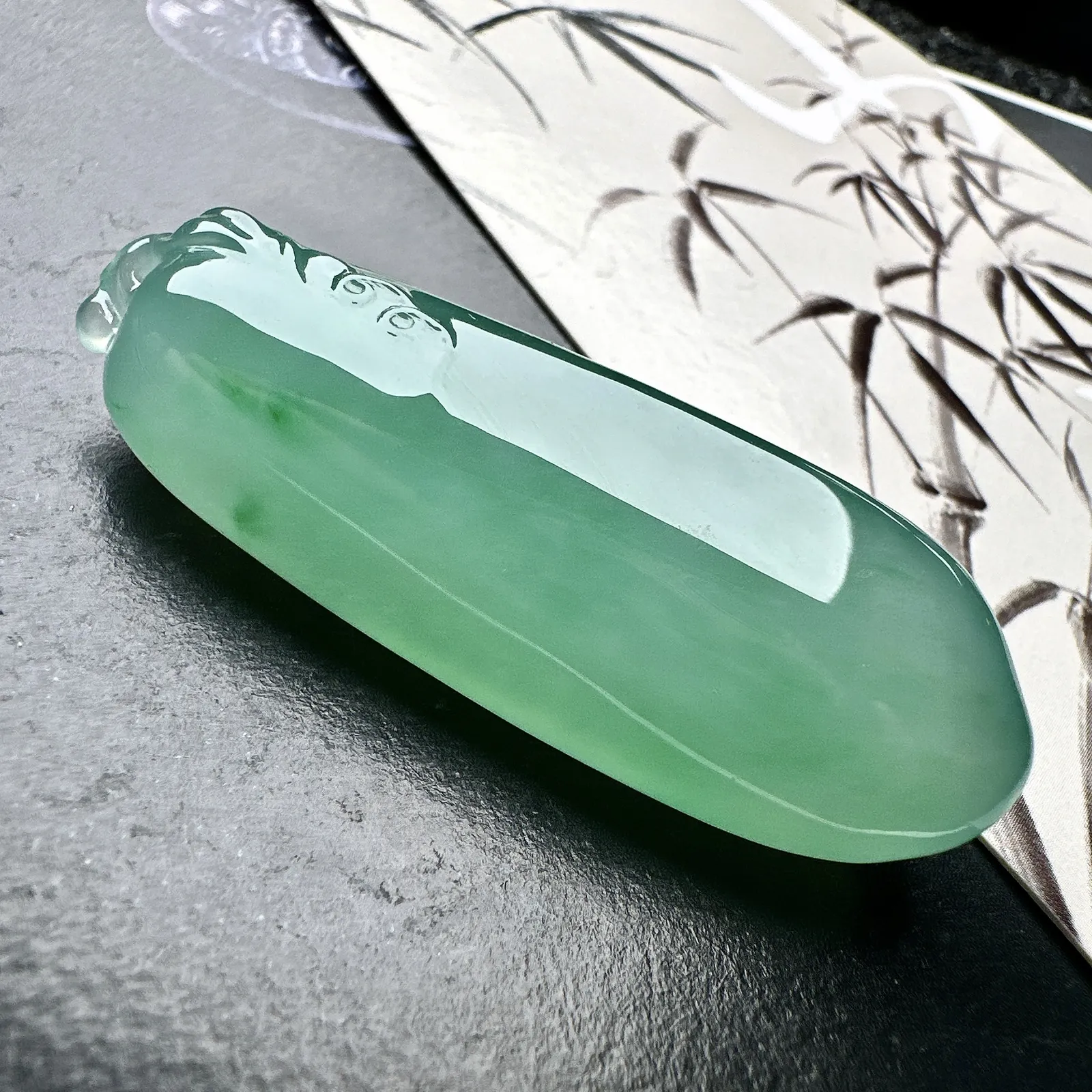 【冰种满绿大福瓜】质地冰润细腻，种老起光，收藏品质，