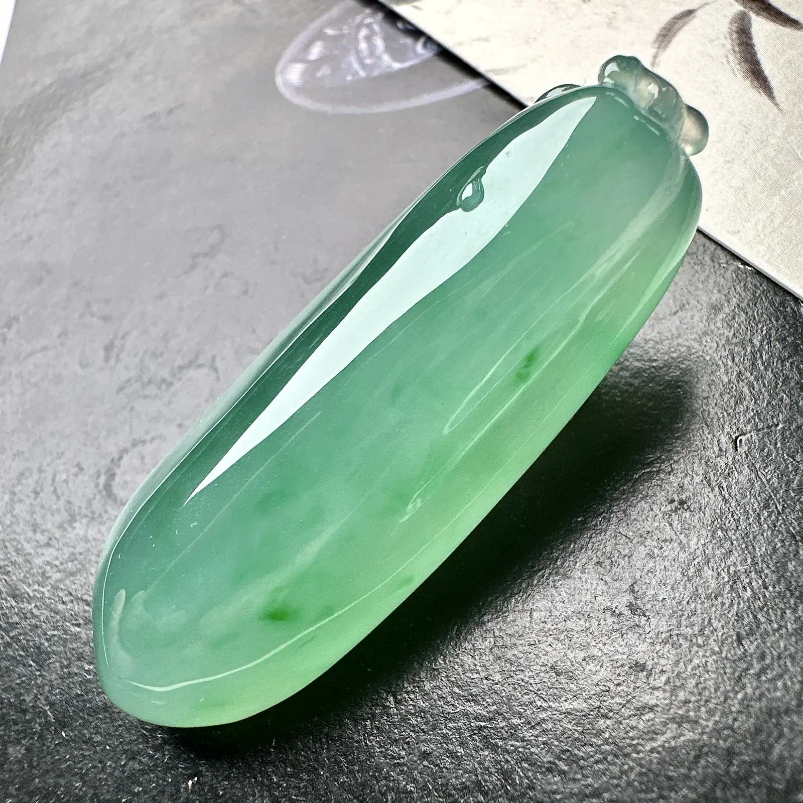 【冰种满绿大福瓜】质地冰润细腻，种老起光，收藏品质，