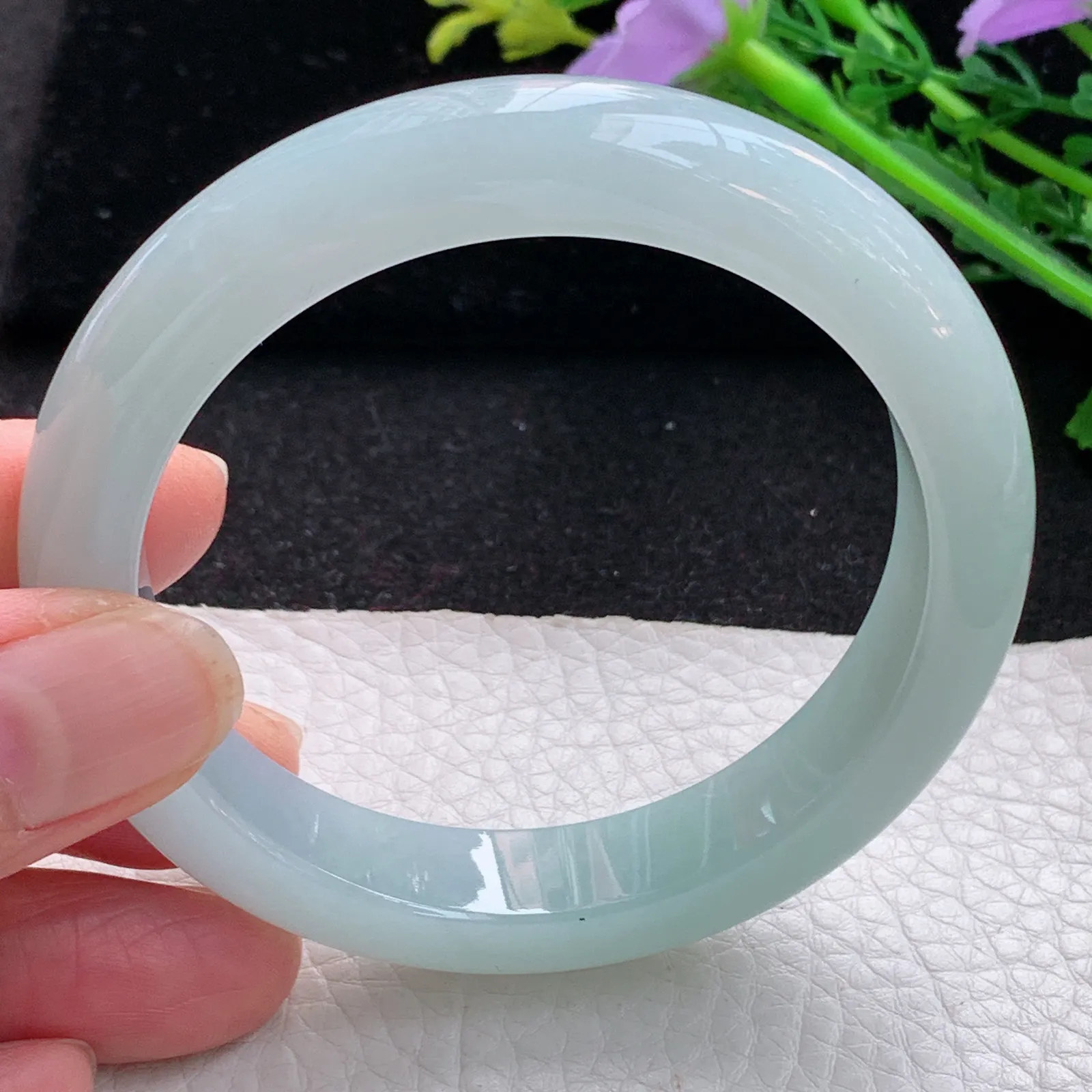 z自然光56*12.2*8.5平安镯 缅甸翡翠a货玉手镯冰晴宽边玉手环