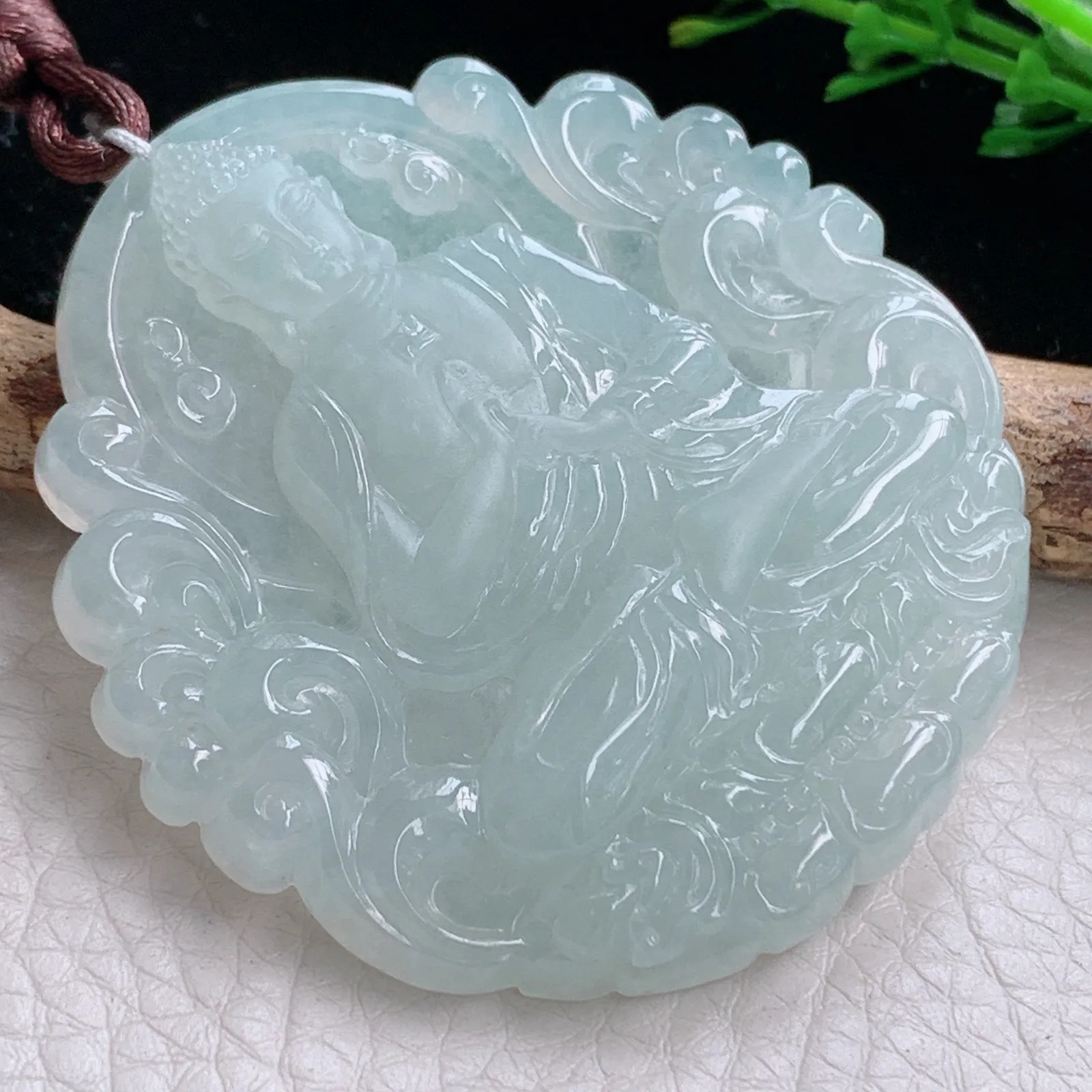 bg自然光57.3*53*8.2天然缅甸翡翠冰晴大日如来佛祖 玉吊坠 毛衣坠