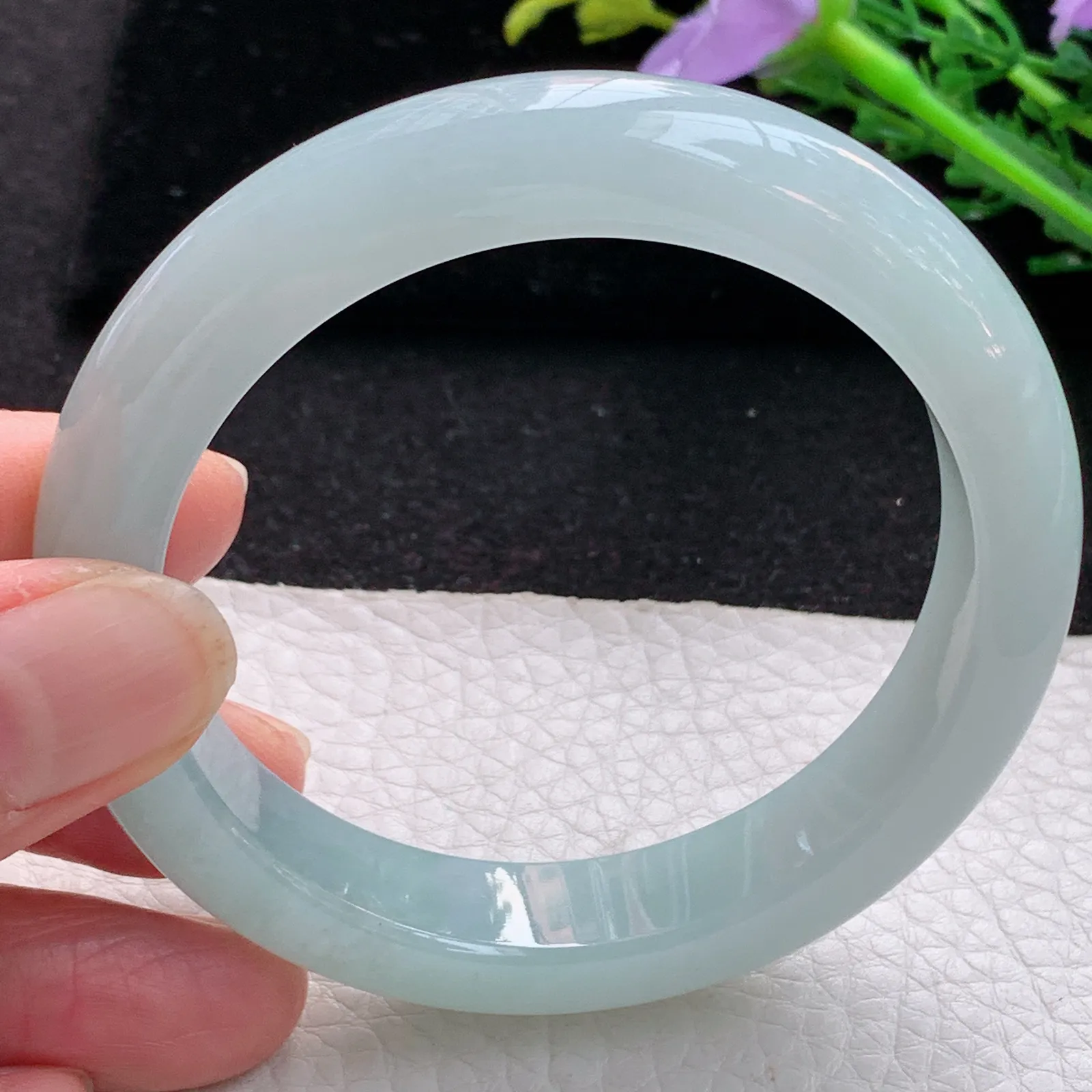 z自然光56*12.2*8.5平安镯 缅甸翡翠a货玉手镯冰晴宽边玉手环