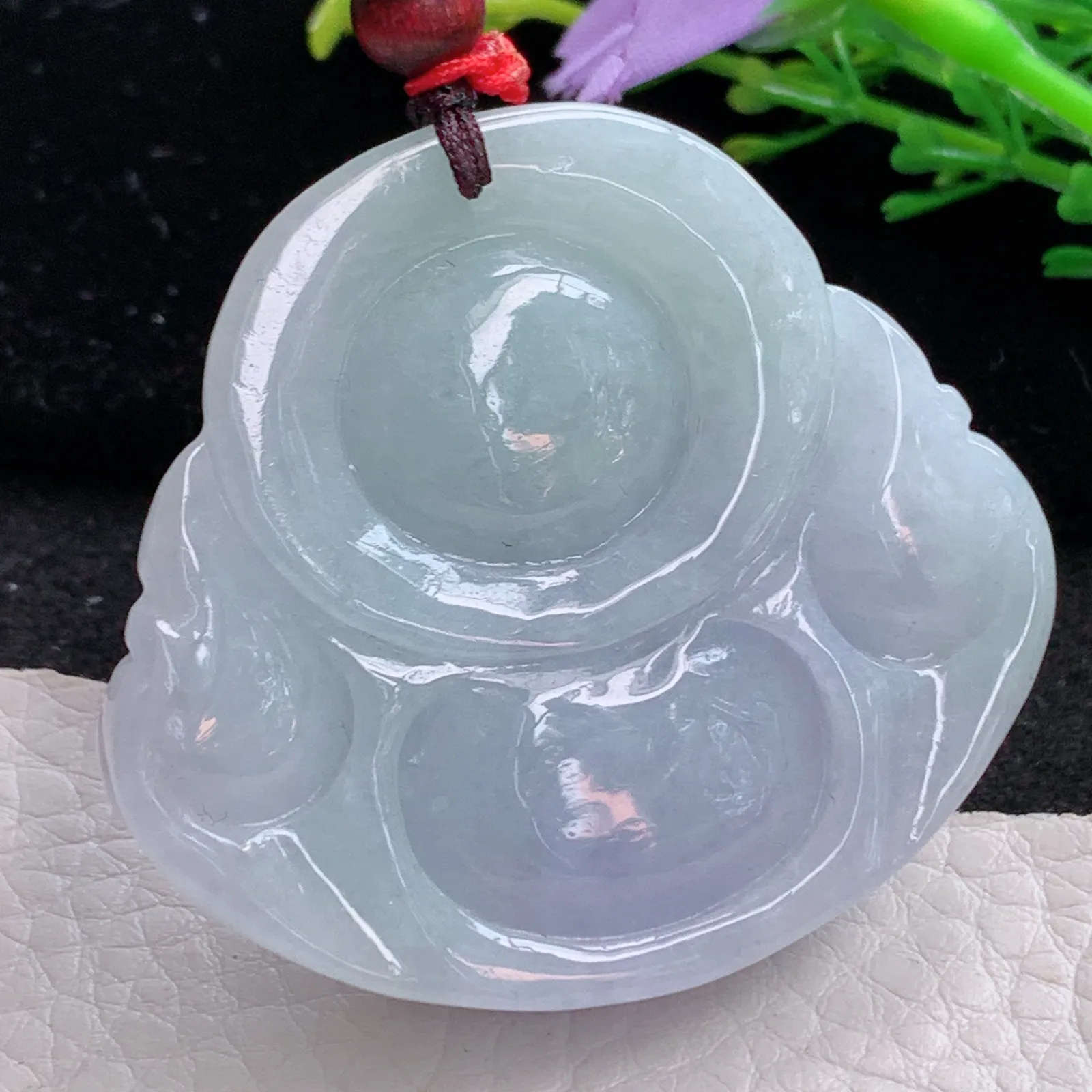 zen自然光43.5*48.5*13.5天然缅甸翡翠饱满紫罗兰大佛公玉吊坠 毛衣坠