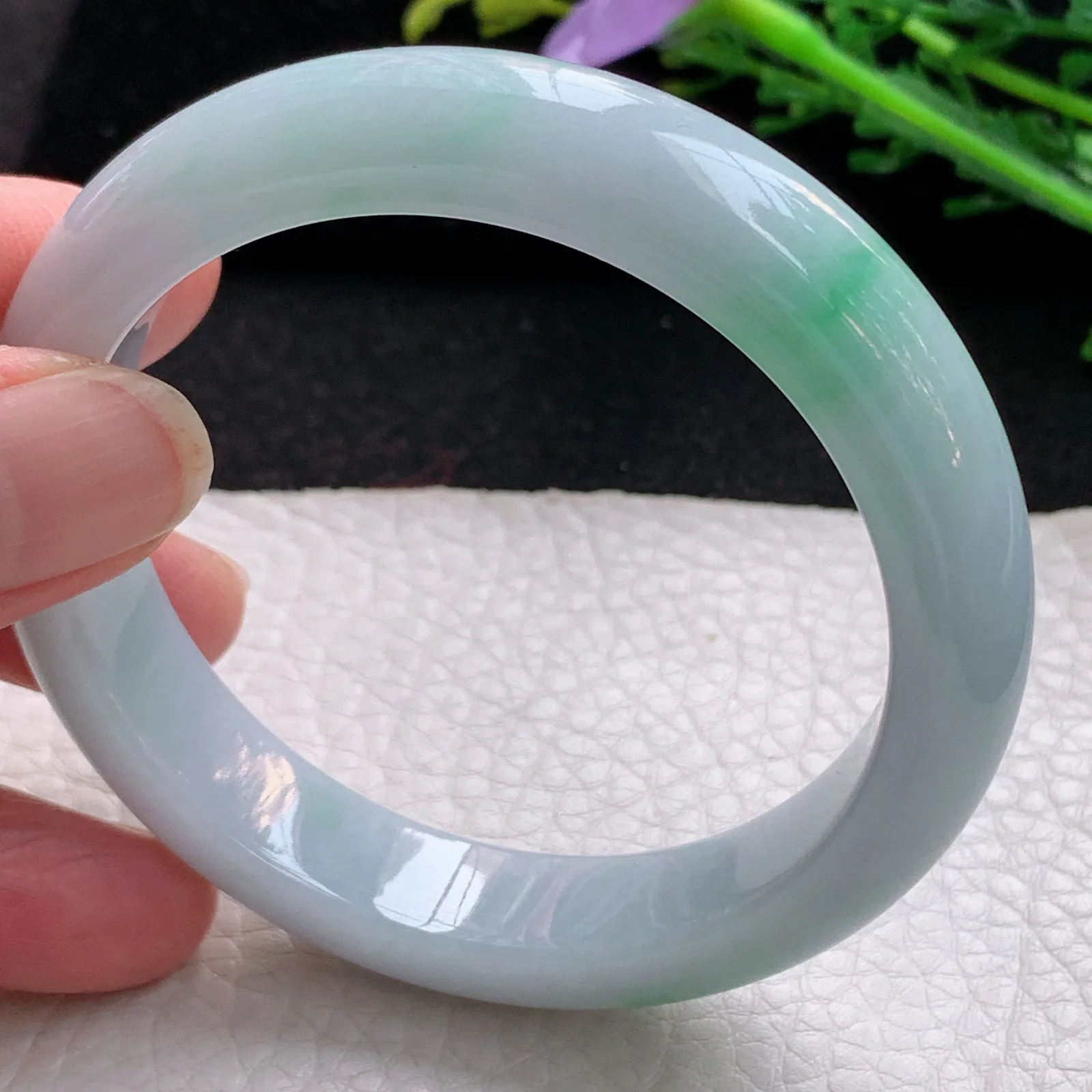 xx自然光56*12.8*8.3平安镯 缅甸翡翠a货玉手镯清新宽边玉手环