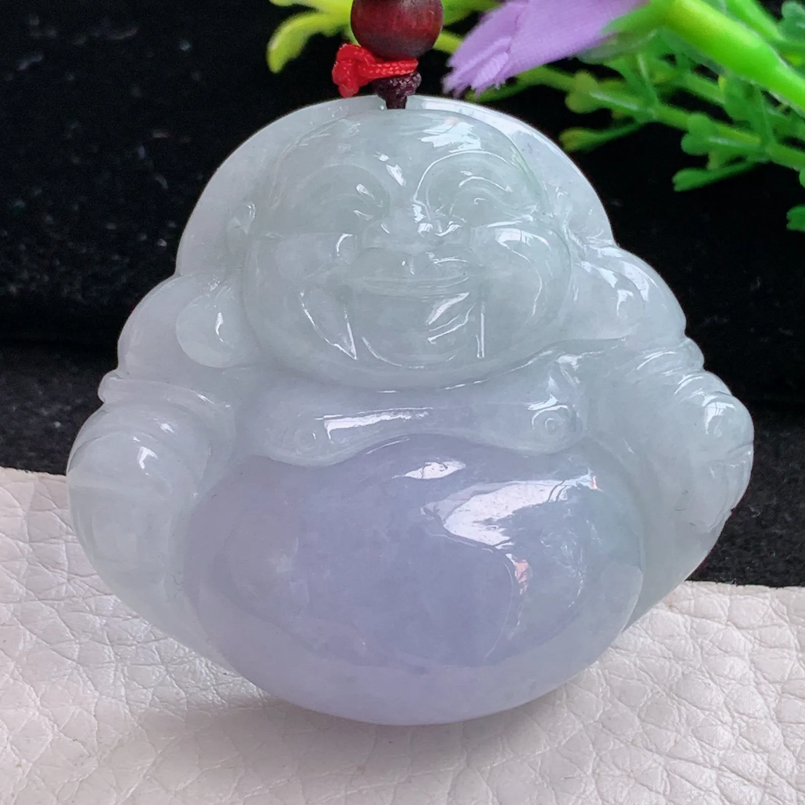 zen自然光43.5*48.5*13.5天然缅甸翡翠饱满紫罗兰大佛公玉吊坠 毛衣坠