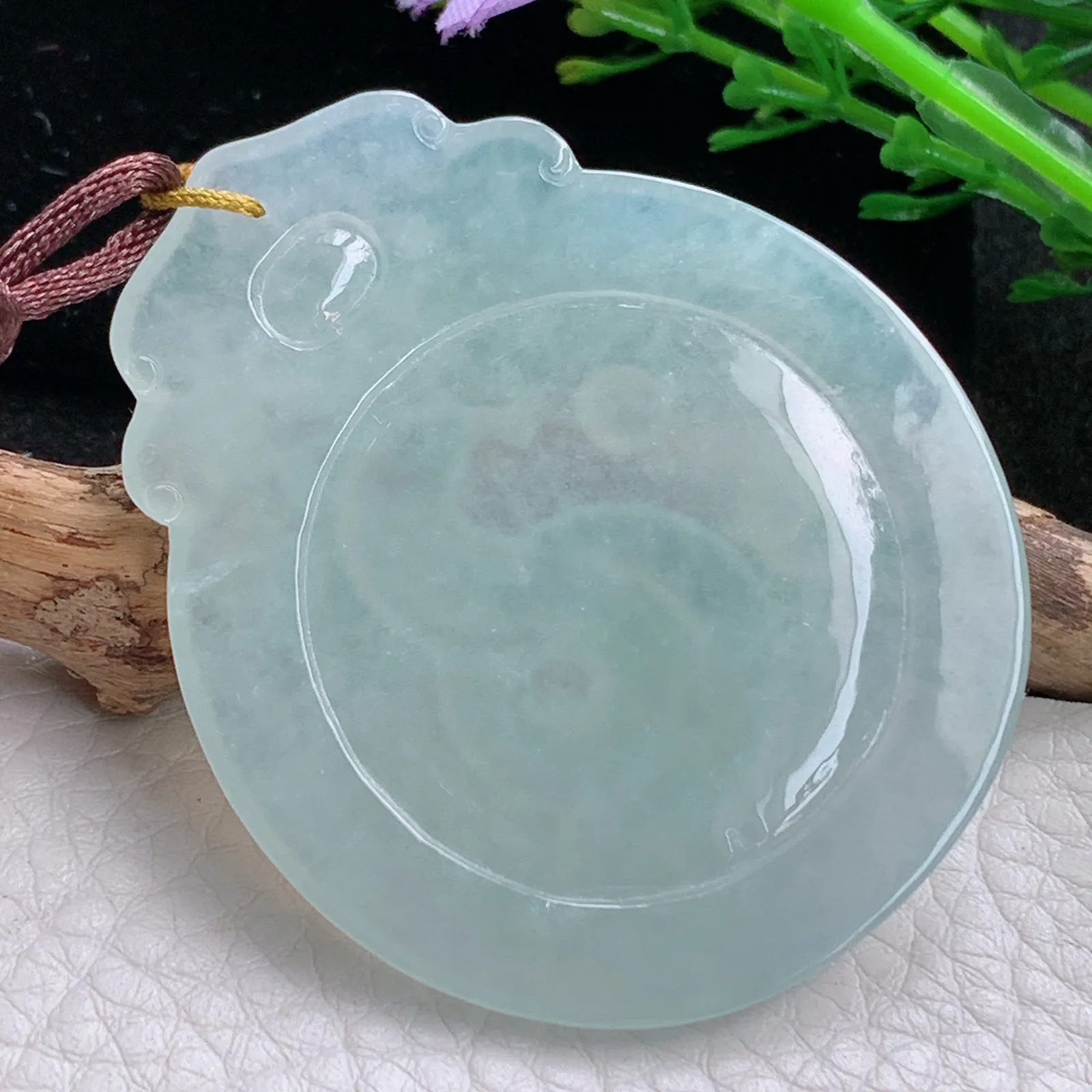 bg自然光53.8*45*5天然缅甸翡翠冰晴生肖蛇 腰缠万贯玉吊坠 毛衣坠