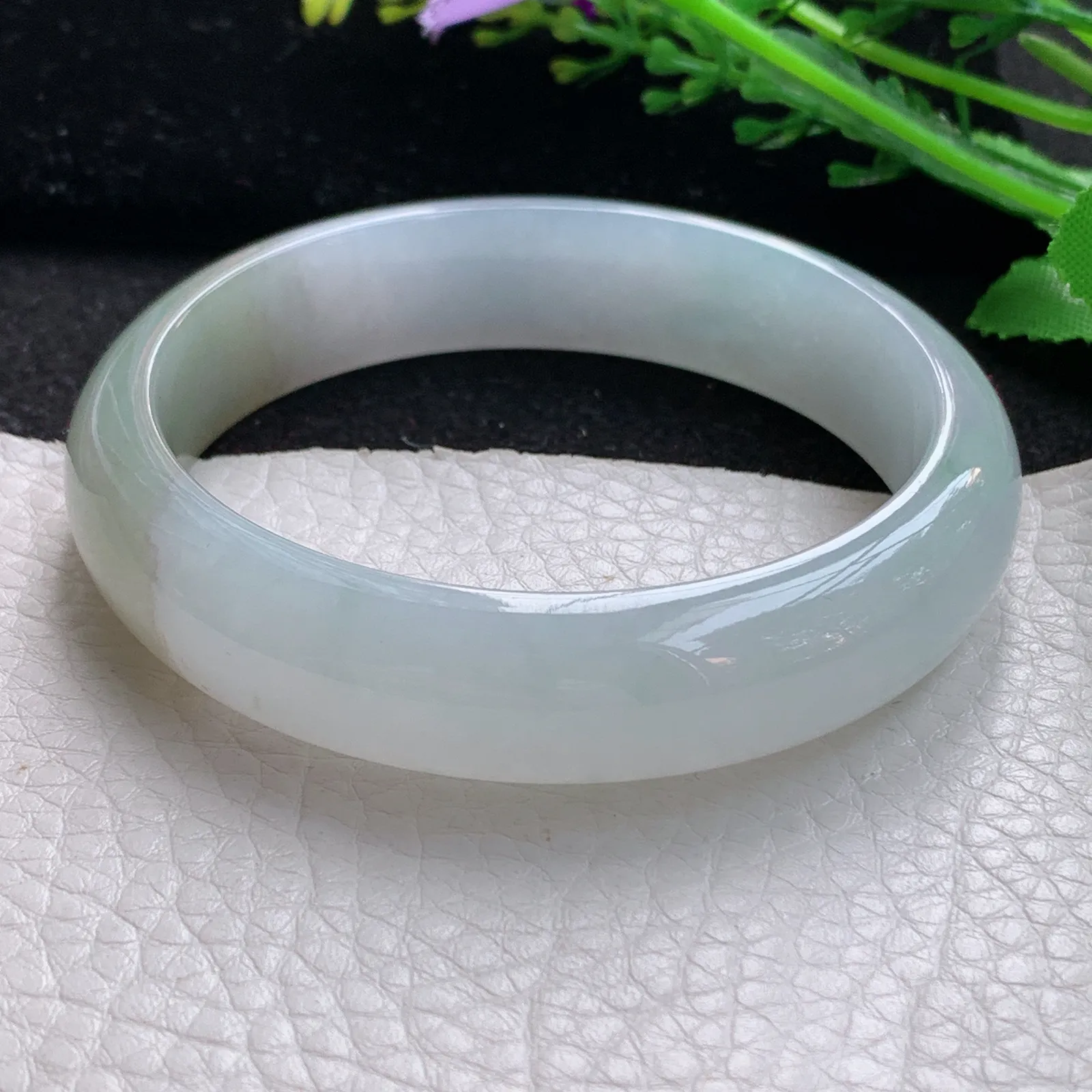 z自然光57.5*13.8*7.8平安镯 缅甸翡翠a货玉手镯冰双彩宽边玉手环