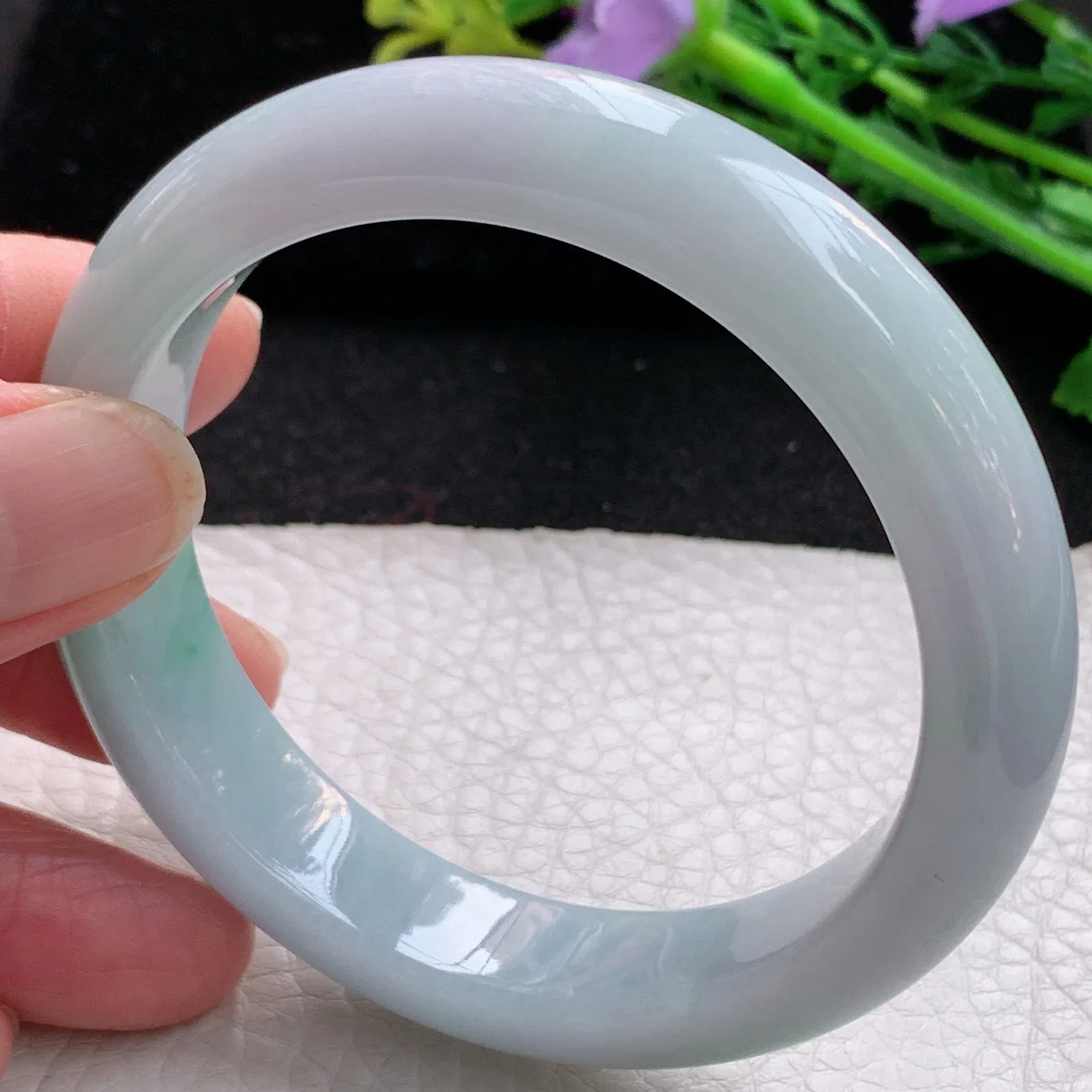 xx自然光56*12.8*8.3平安镯 缅甸翡翠a货玉手镯清新宽边玉手环