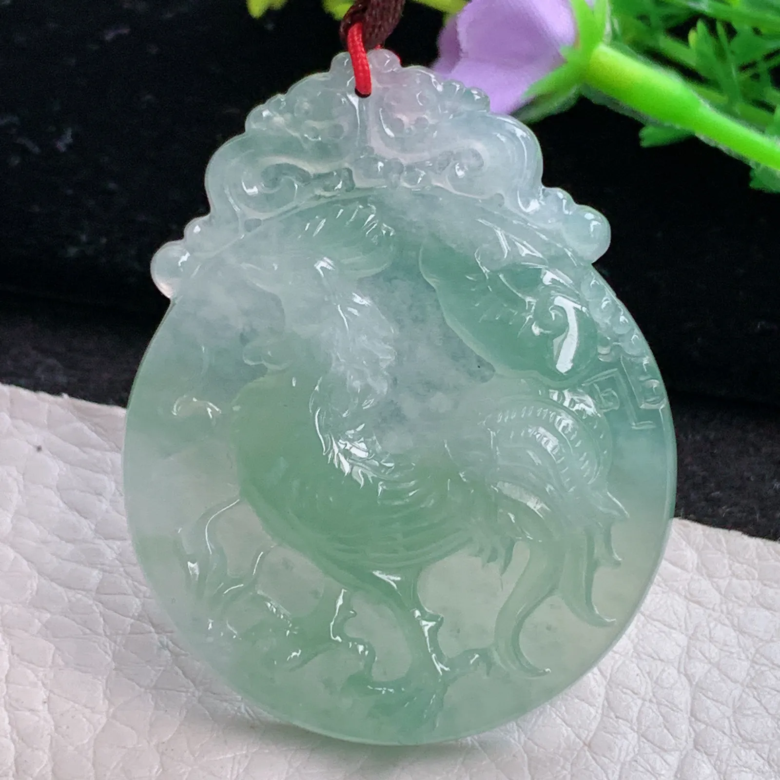 bg自然光48.5*38.9*5.7天然缅甸翡翠冰晴金鸡独立 生肖鸡玉吊坠 毛衣坠