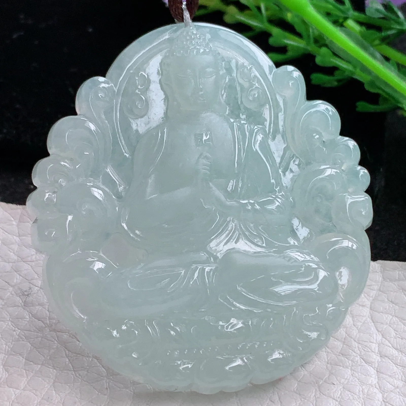 bg自然光57.3*53*8.2天然缅甸翡翠冰晴大日如来佛祖 玉吊坠 毛衣坠