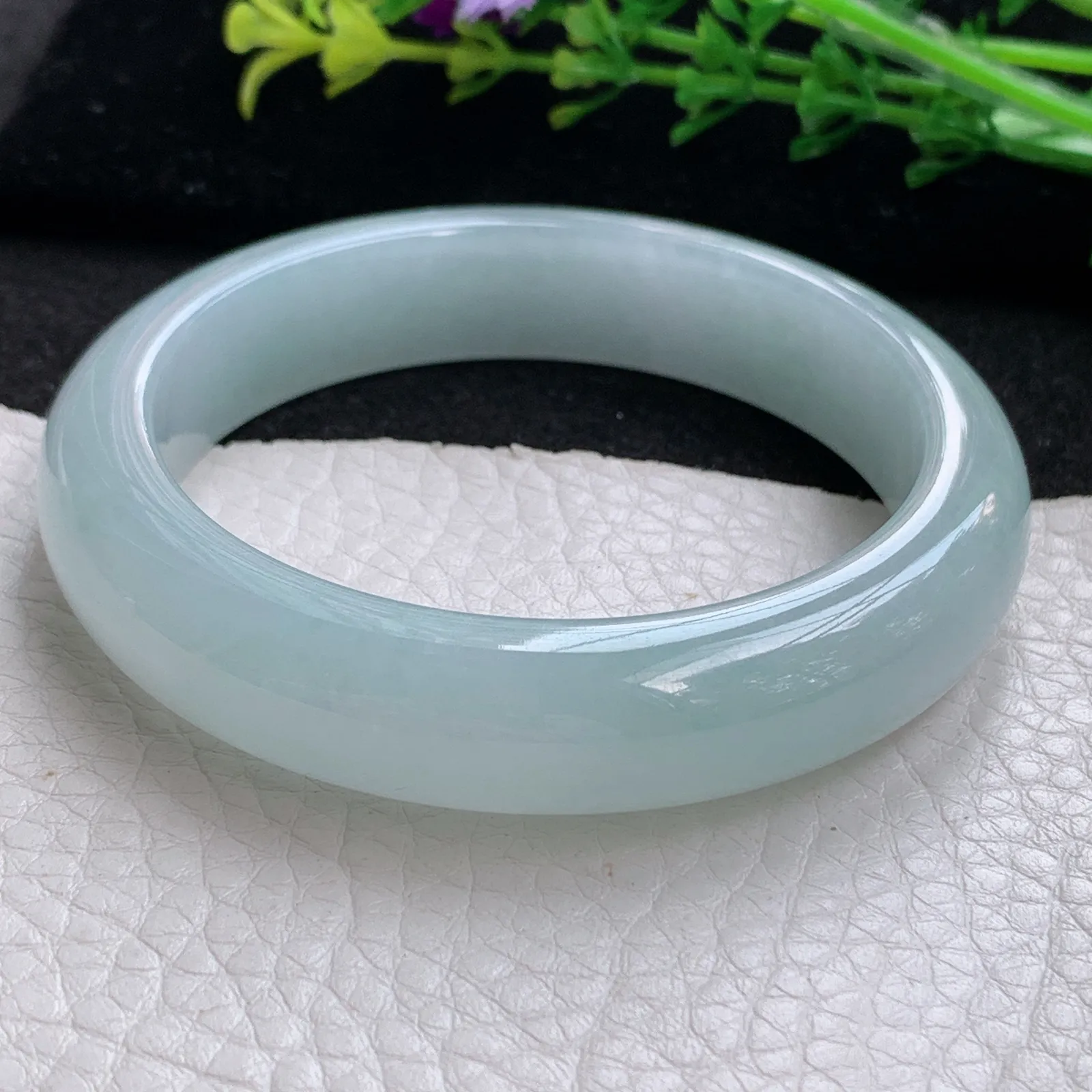 xo自然光54.5*12.8*8.2平安镯 缅甸翡翠a货玉手镯冰胶晴底宽边玉手环