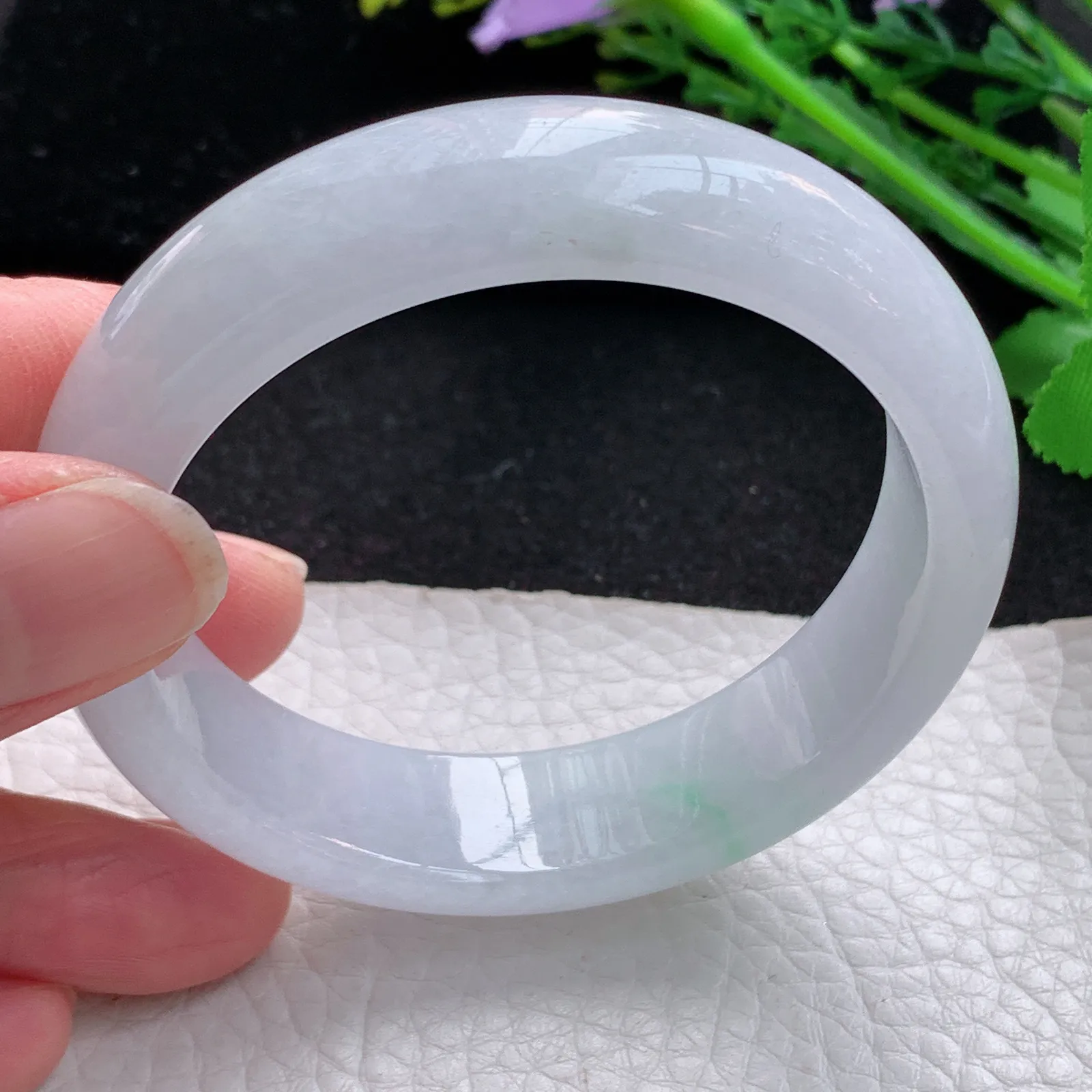 jm自然光53.5*14.3*7.5平安镯 缅甸翡翠a货玉手镯水润飘花宽边玉手环