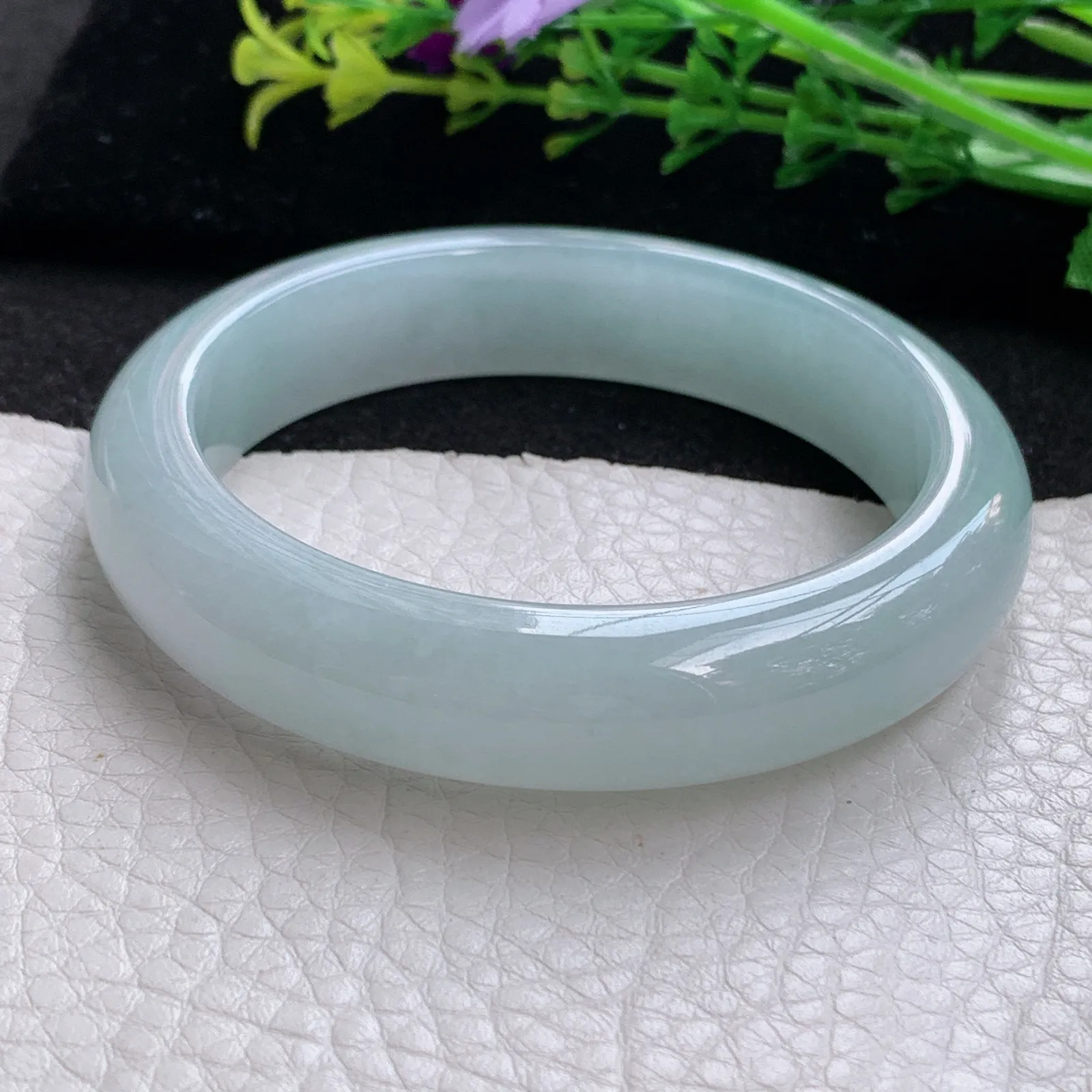 xo自然光54.5*12.8*8.2平安镯 缅甸翡翠a货玉手镯冰胶晴底宽边玉手环