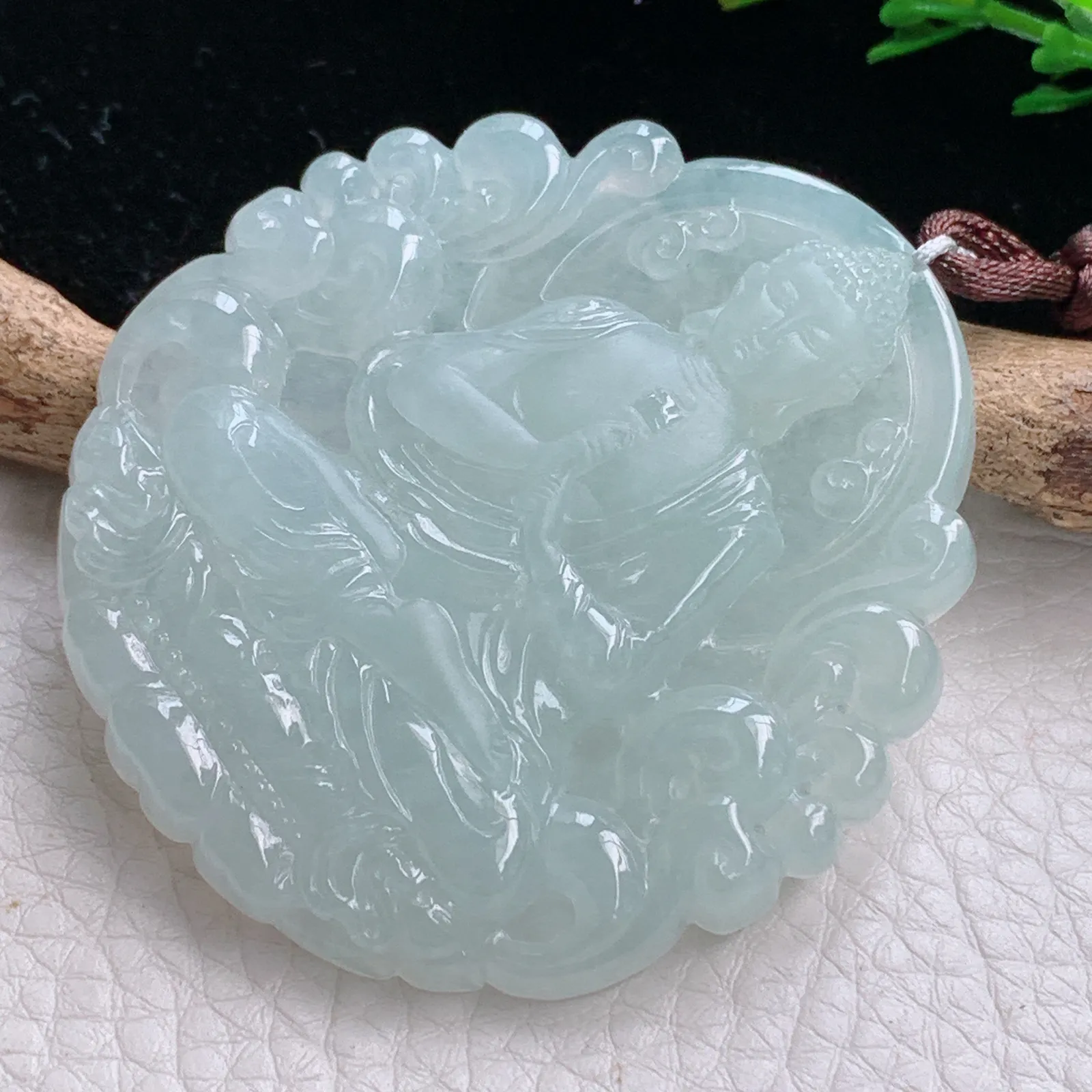 bg自然光57.3*53*8.2天然缅甸翡翠冰晴大日如来佛祖 玉吊坠 毛衣坠