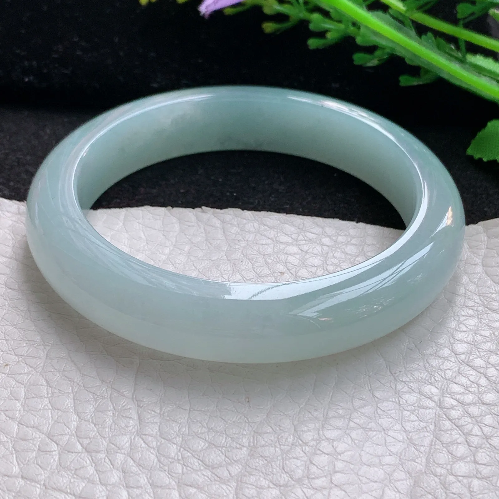 z自然光56*12.2*8.5平安镯 缅甸翡翠a货玉手镯冰晴宽边玉手环