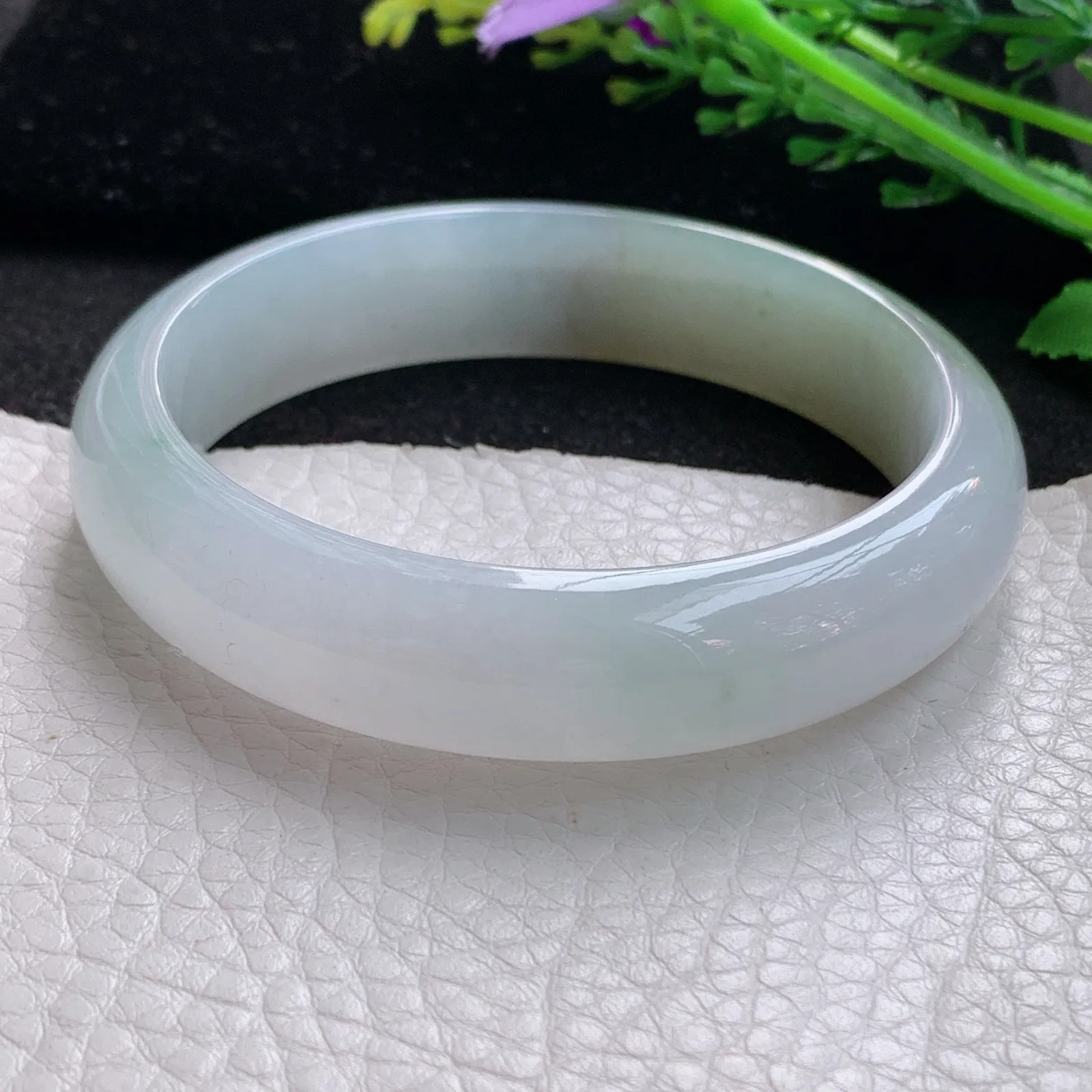 z自然光57.5*13.8*7.8平安镯 缅甸翡翠a货玉手镯冰双彩宽边玉手环