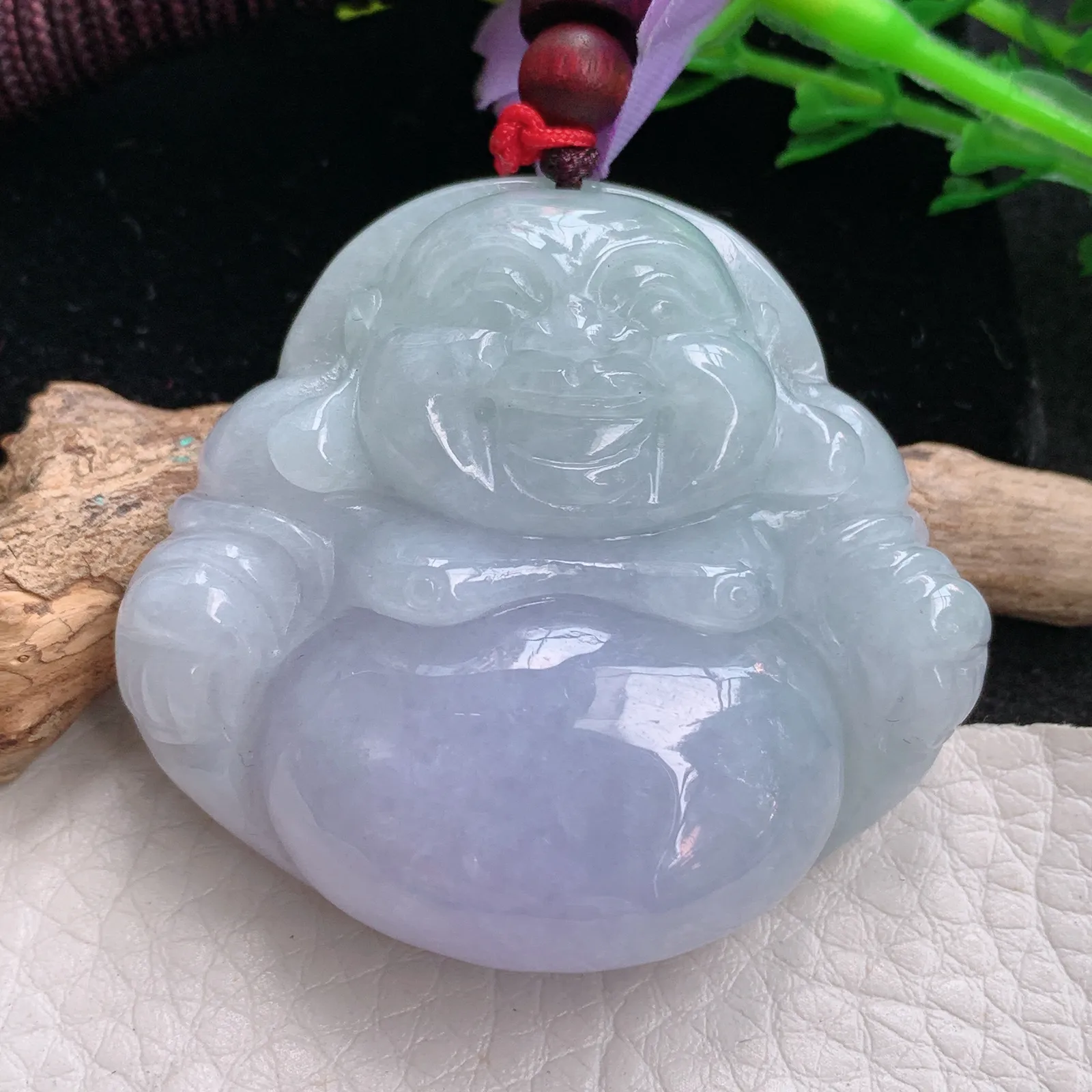 zen自然光43.5*48.5*13.5天然缅甸翡翠饱满紫罗兰大佛公玉吊坠 毛衣坠