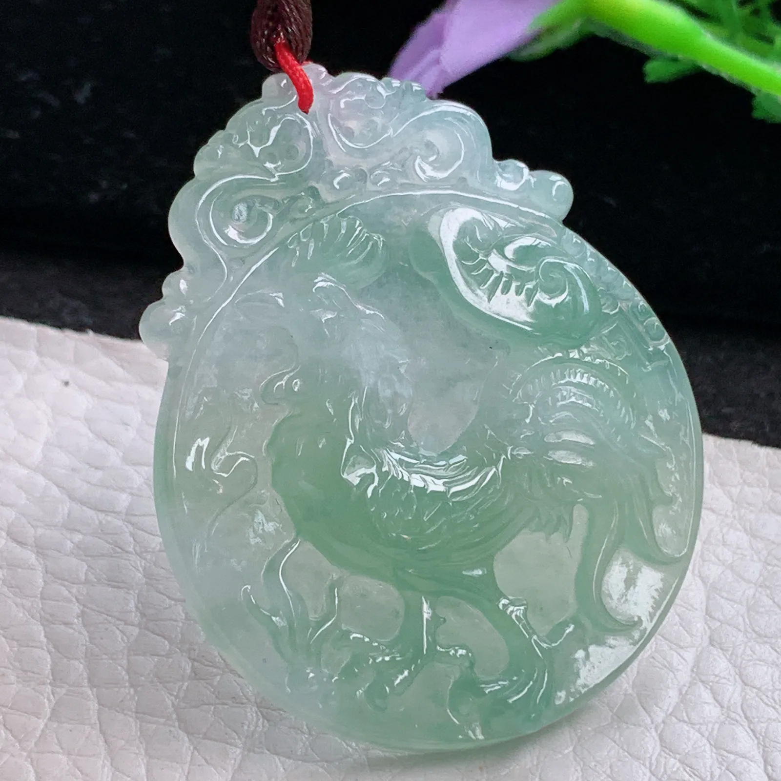 bg自然光48.5*38.9*5.7天然缅甸翡翠冰晴金鸡独立 生肖鸡玉吊坠 毛衣坠