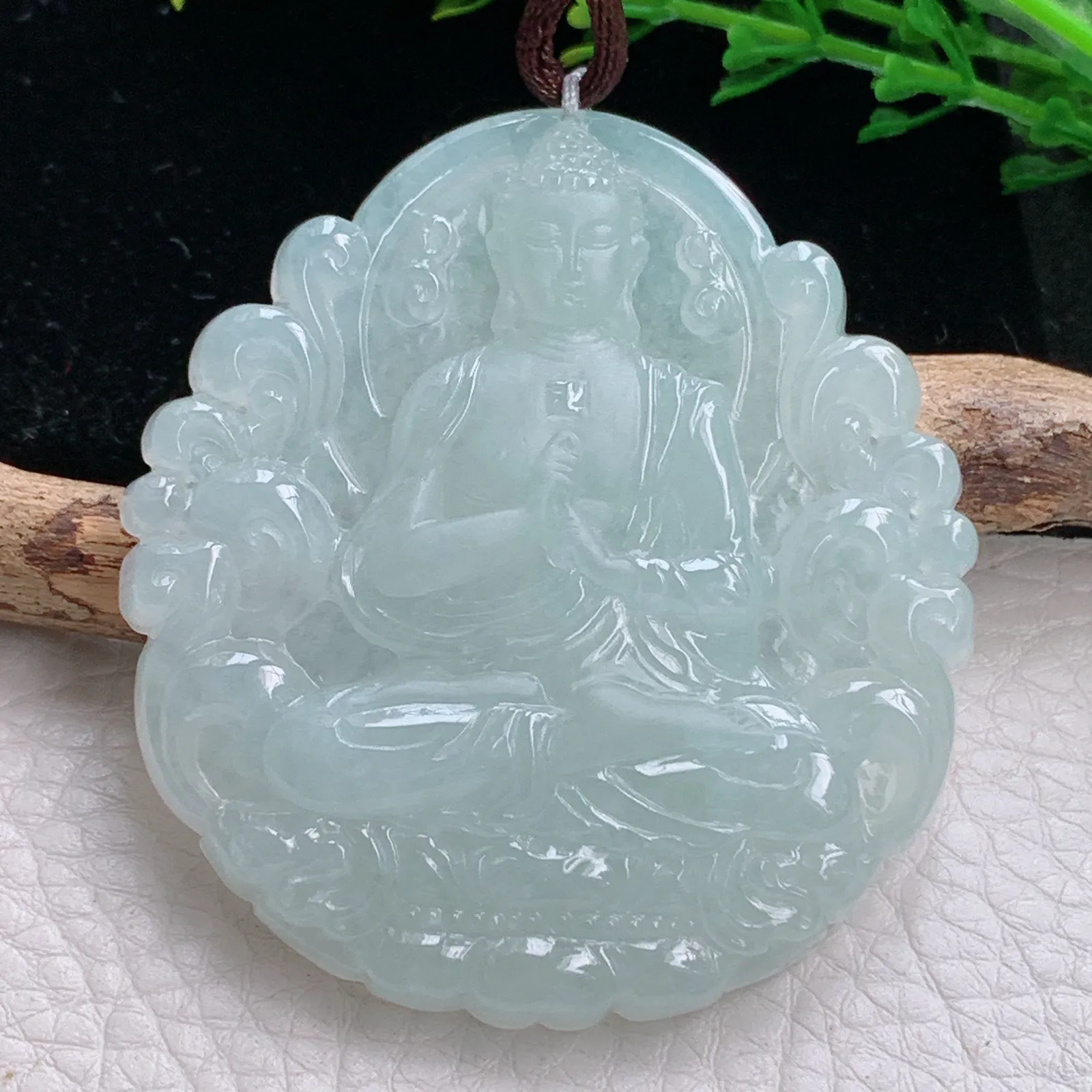 bg自然光57.3*53*8.2天然缅甸翡翠冰晴大日如来佛祖 玉吊坠 毛衣坠