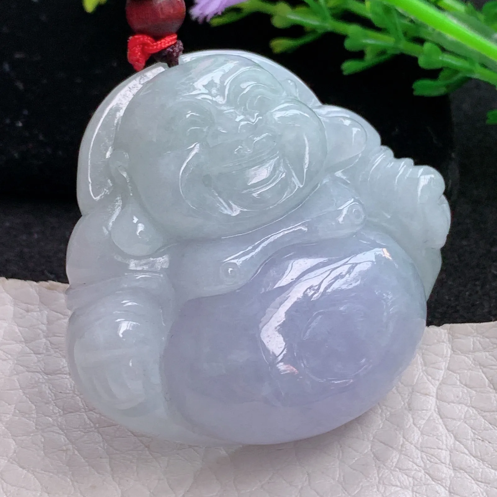 zen自然光43.5*48.5*13.5天然缅甸翡翠饱满紫罗兰大佛公玉吊坠 毛衣坠