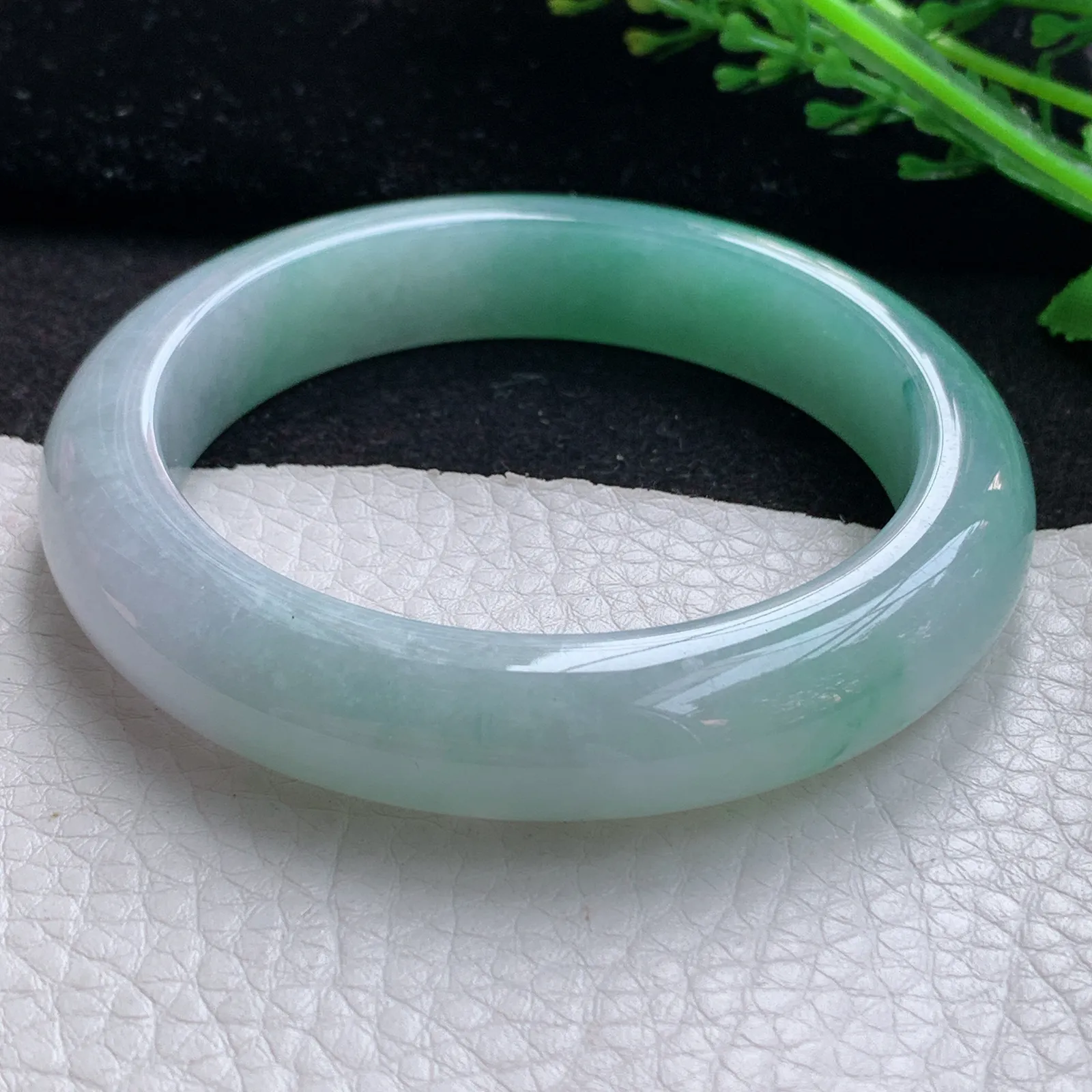 yh自然光57*12.3*9.2平安镯 缅甸翡翠a货玉手镯清新宽边玉手环