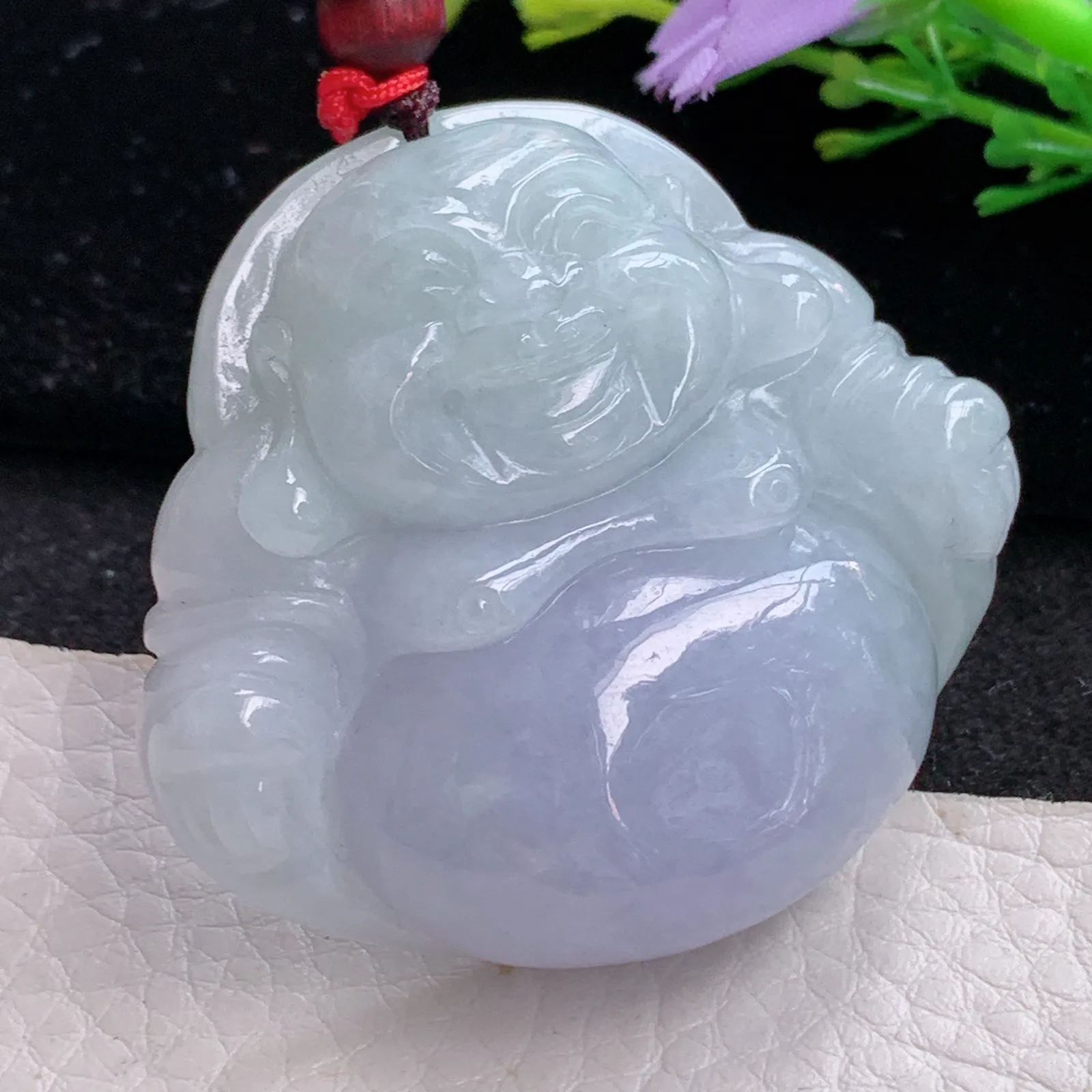 zen自然光43.5*48.5*13.5天然缅甸翡翠饱满紫罗兰大佛公玉吊坠 毛衣坠