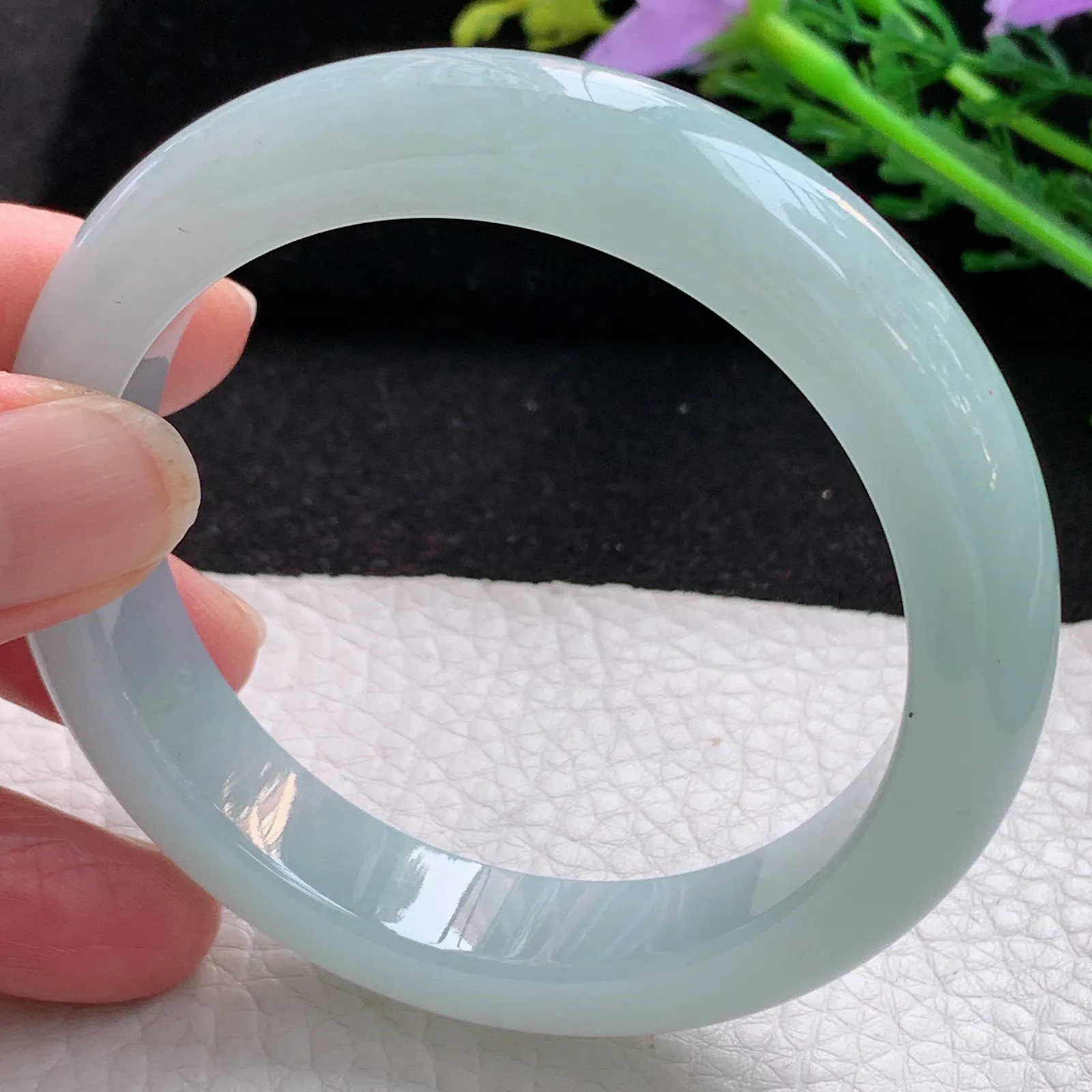 z自然光56*12.2*8.5平安镯 缅甸翡翠a货玉手镯冰晴宽边玉手环