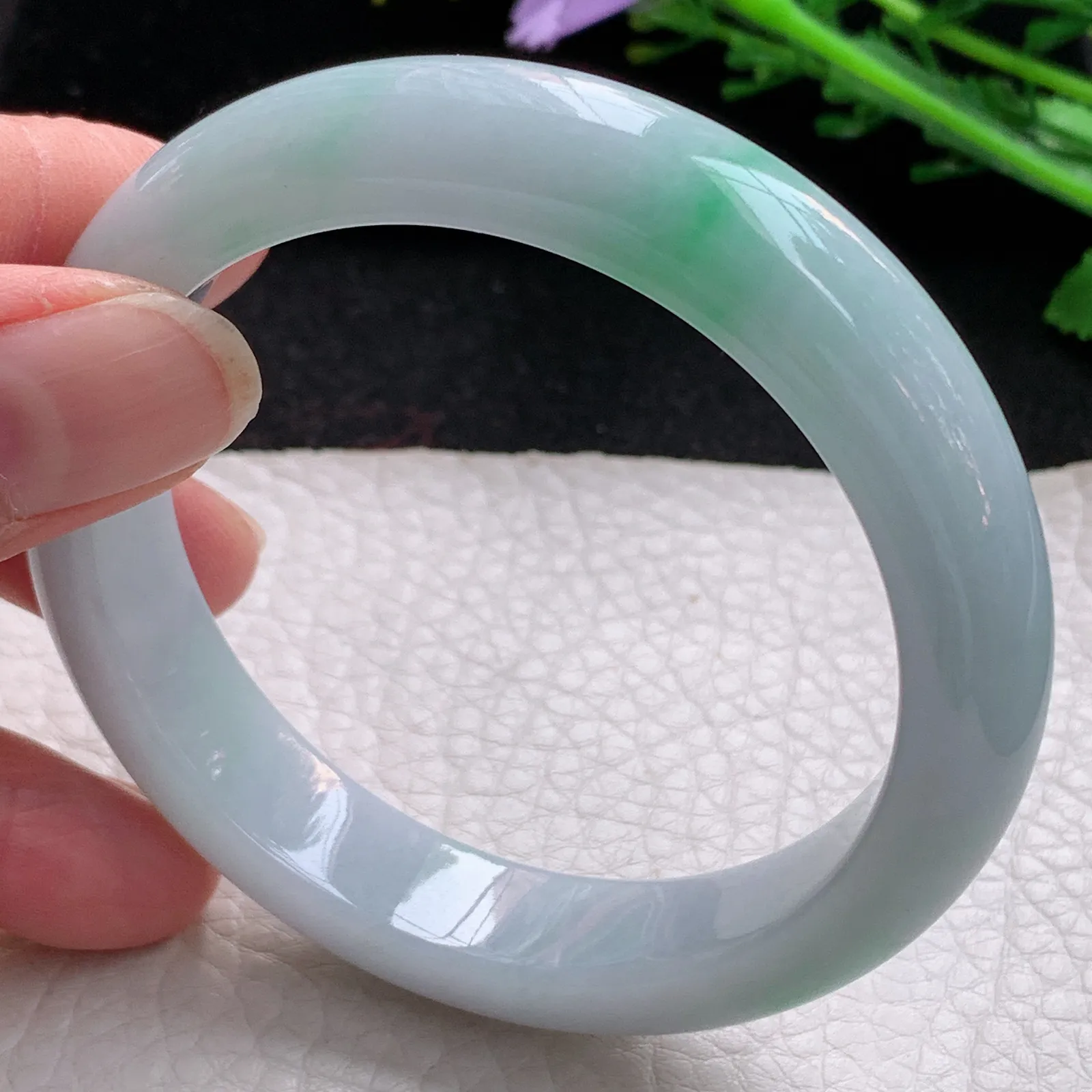 xx自然光56*12.8*8.3平安镯 缅甸翡翠a货玉手镯清新宽边玉手环