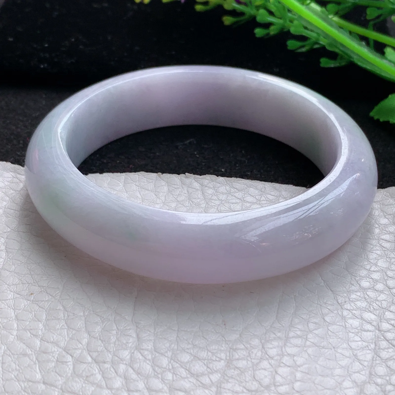 jm自然光57*14.3*9.2平安镯 缅甸翡翠a货玉手镯淡春带彩宽边玉手环