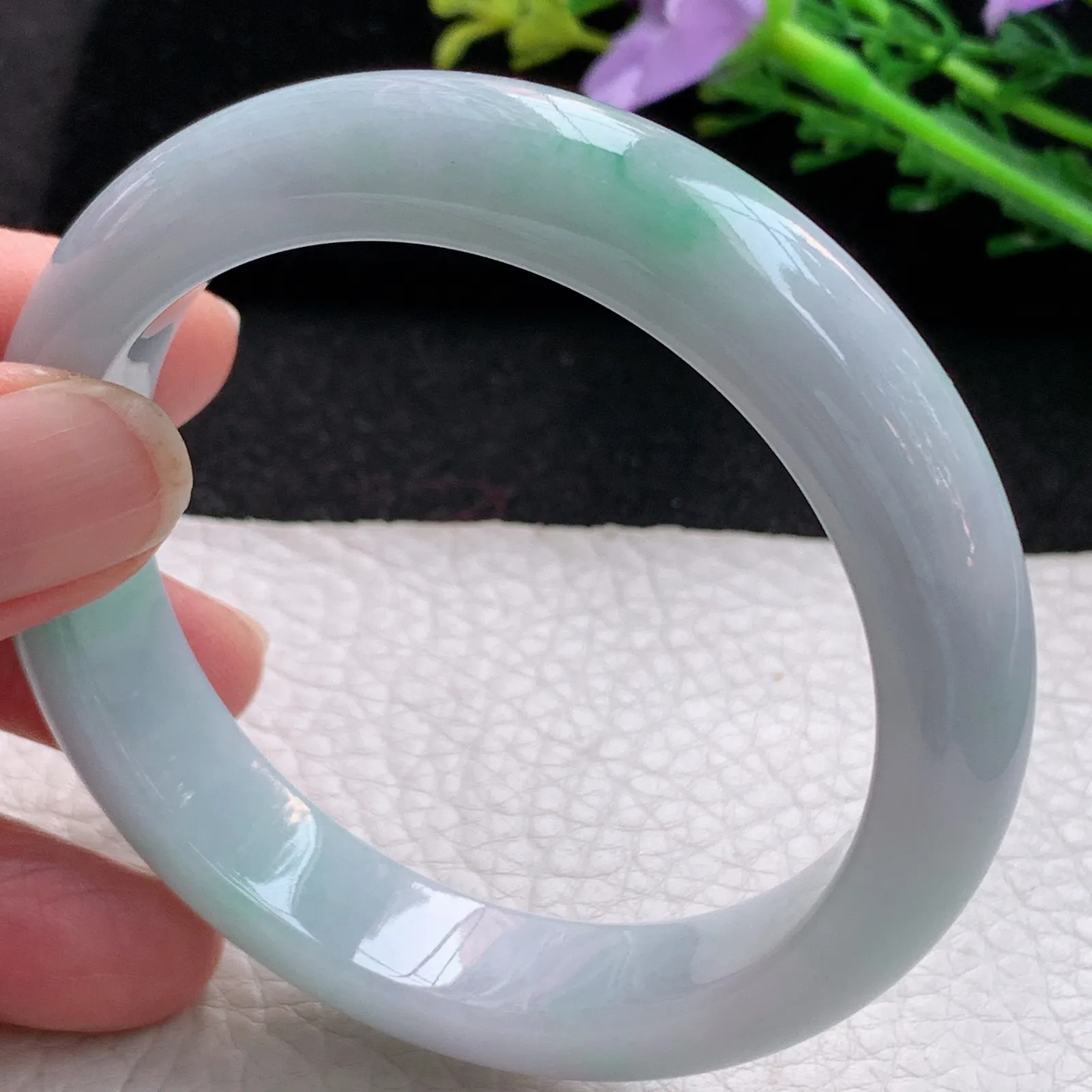 xx自然光56*12.8*8.3平安镯 缅甸翡翠a货玉手镯清新宽边玉手环