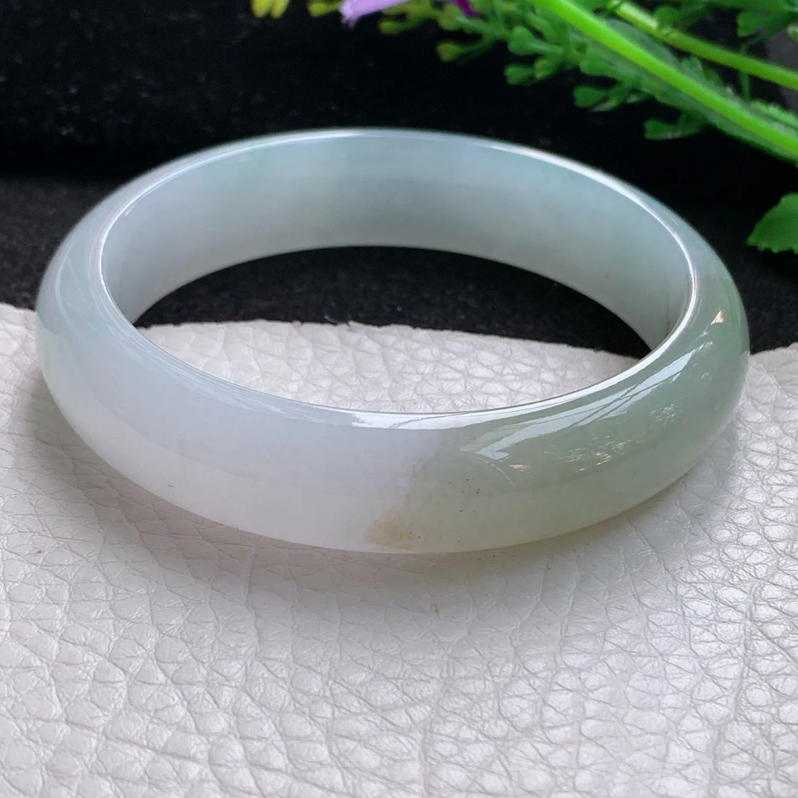 z自然光57.5*13.8*7.8平安镯 缅甸翡翠a货玉手镯冰双彩宽边玉手环