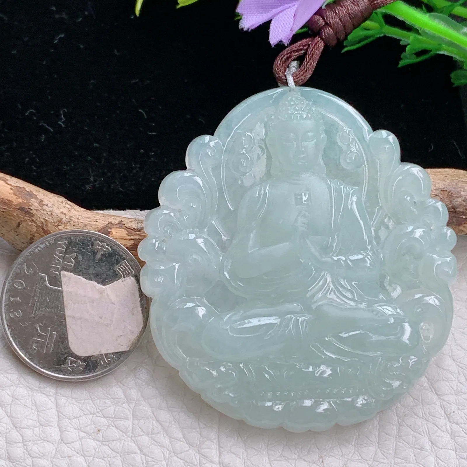 bg自然光57.3*53*8.2天然缅甸翡翠冰晴大日如来佛祖 玉吊坠 毛衣坠