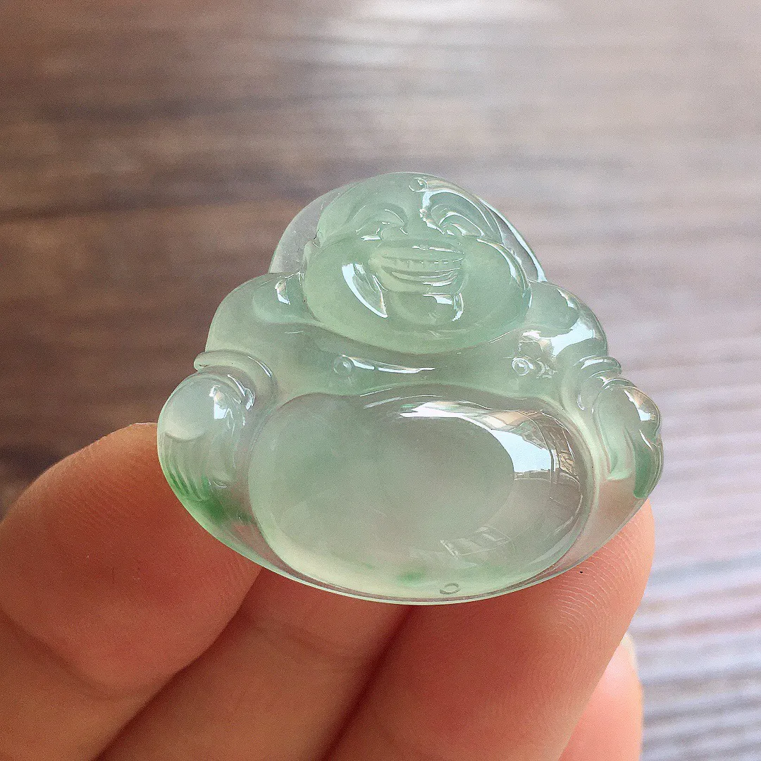 冰晴底笑佛，冰润细腻，品相饱满，种水足 尺寸27.9*31.2*5.9