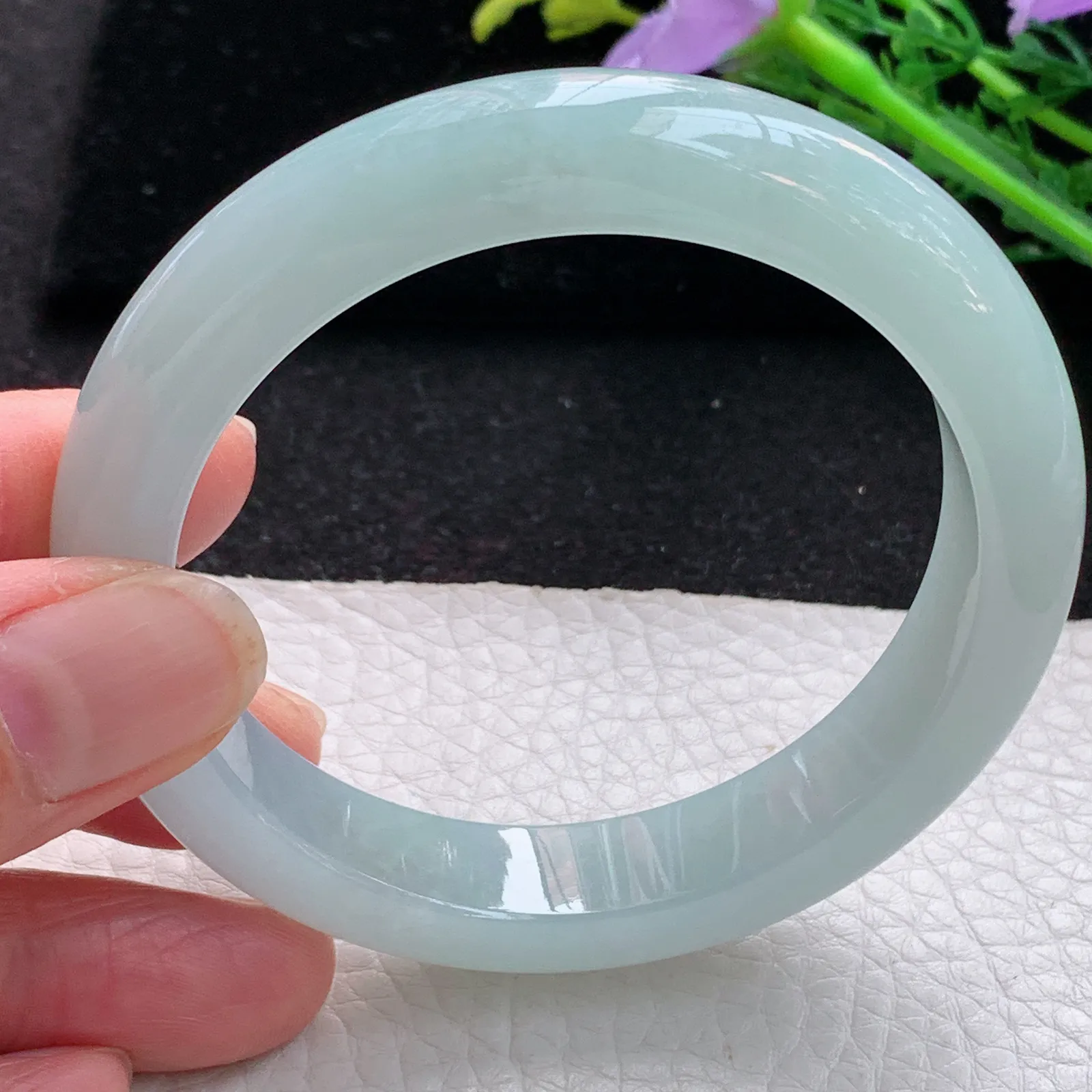 z自然光56*12.2*8.5平安镯 缅甸翡翠a货玉手镯冰晴宽边玉手环