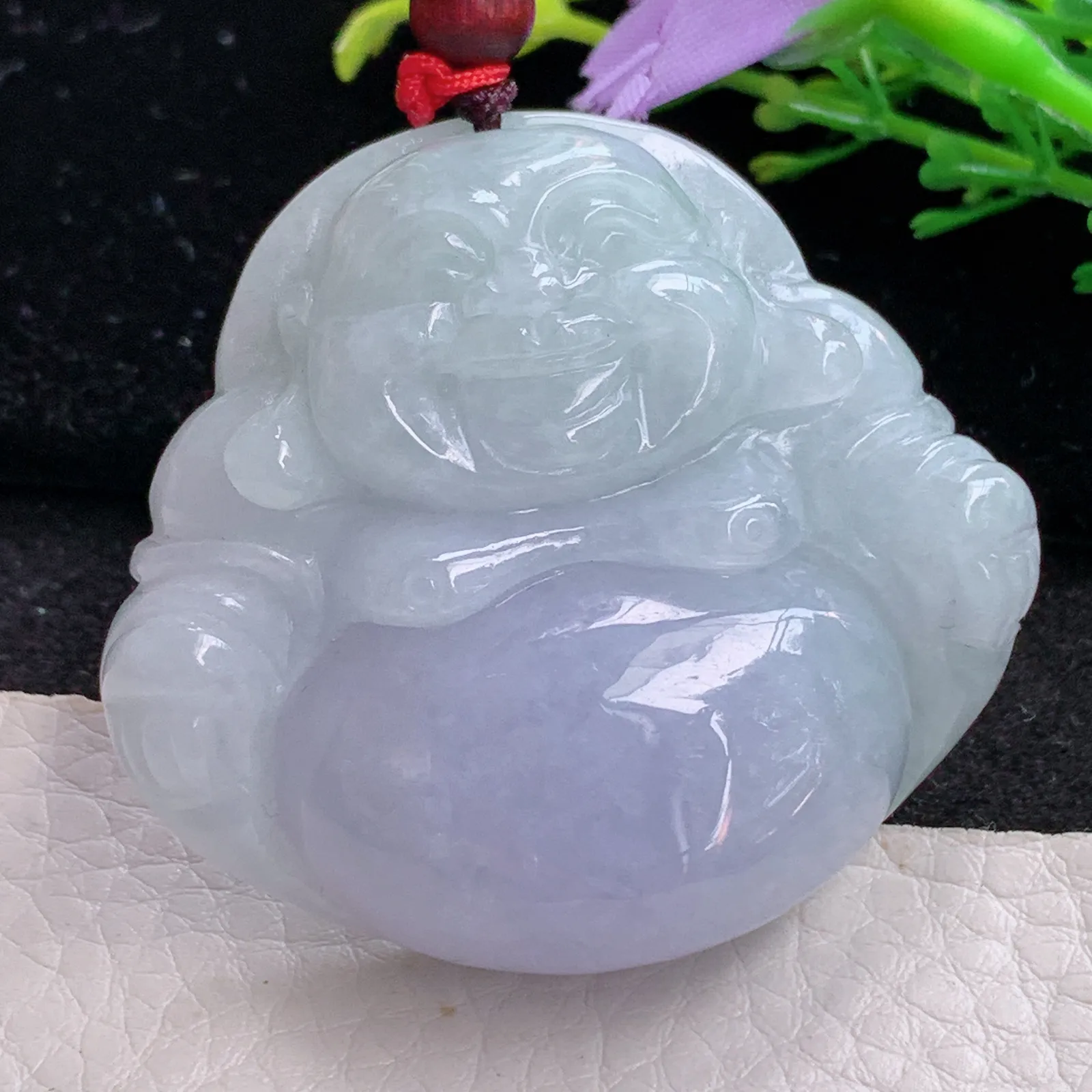 zen自然光43.5*48.5*13.5天然缅甸翡翠饱满紫罗兰大佛公玉吊坠 毛衣坠