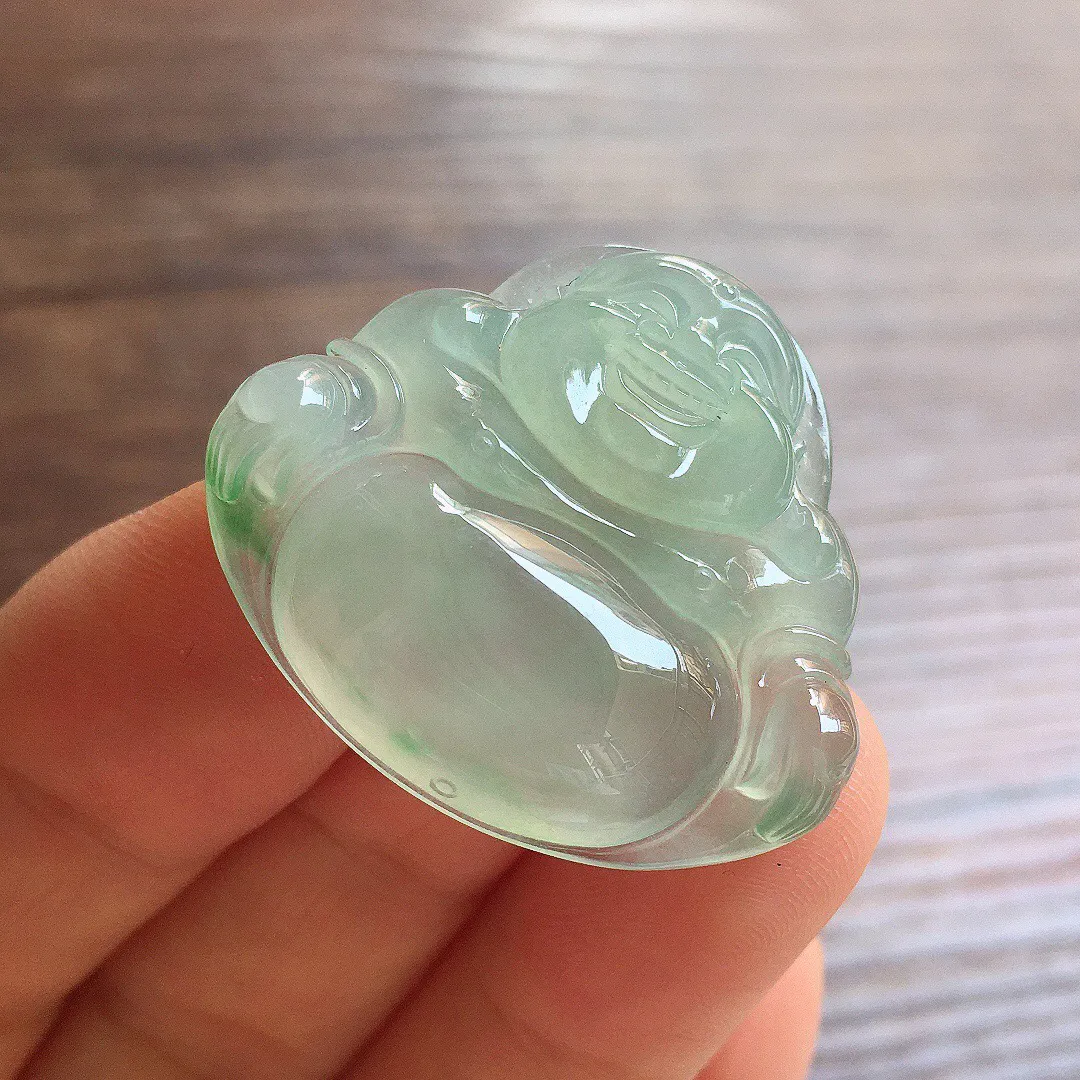 冰晴底笑佛，冰润细腻，品相饱满，种水足 尺寸27.9*31.2*5.9