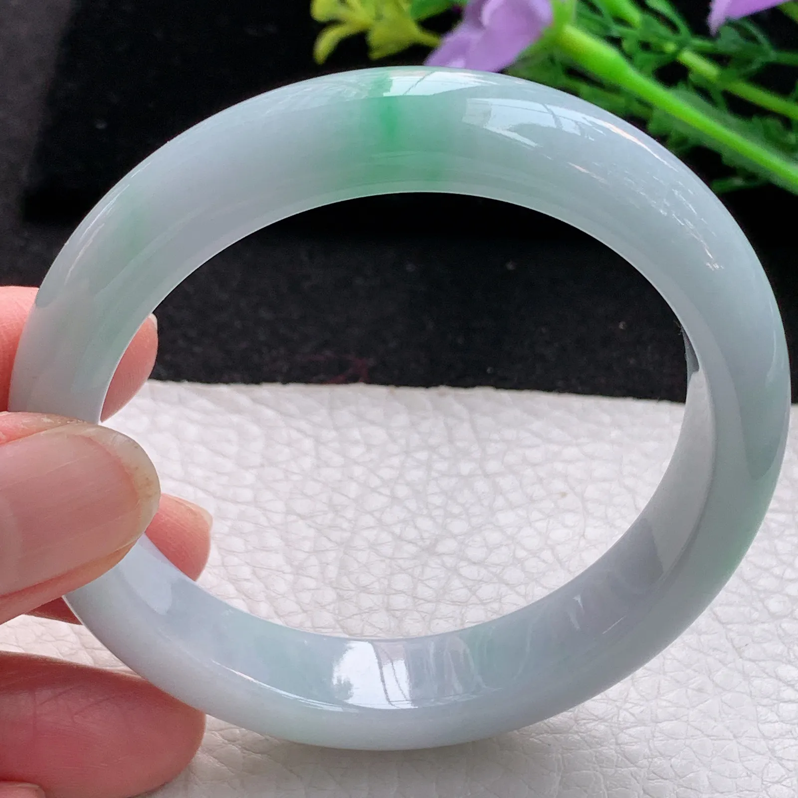 xx自然光56*12.8*8.3平安镯 缅甸翡翠a货玉手镯清新宽边玉手环