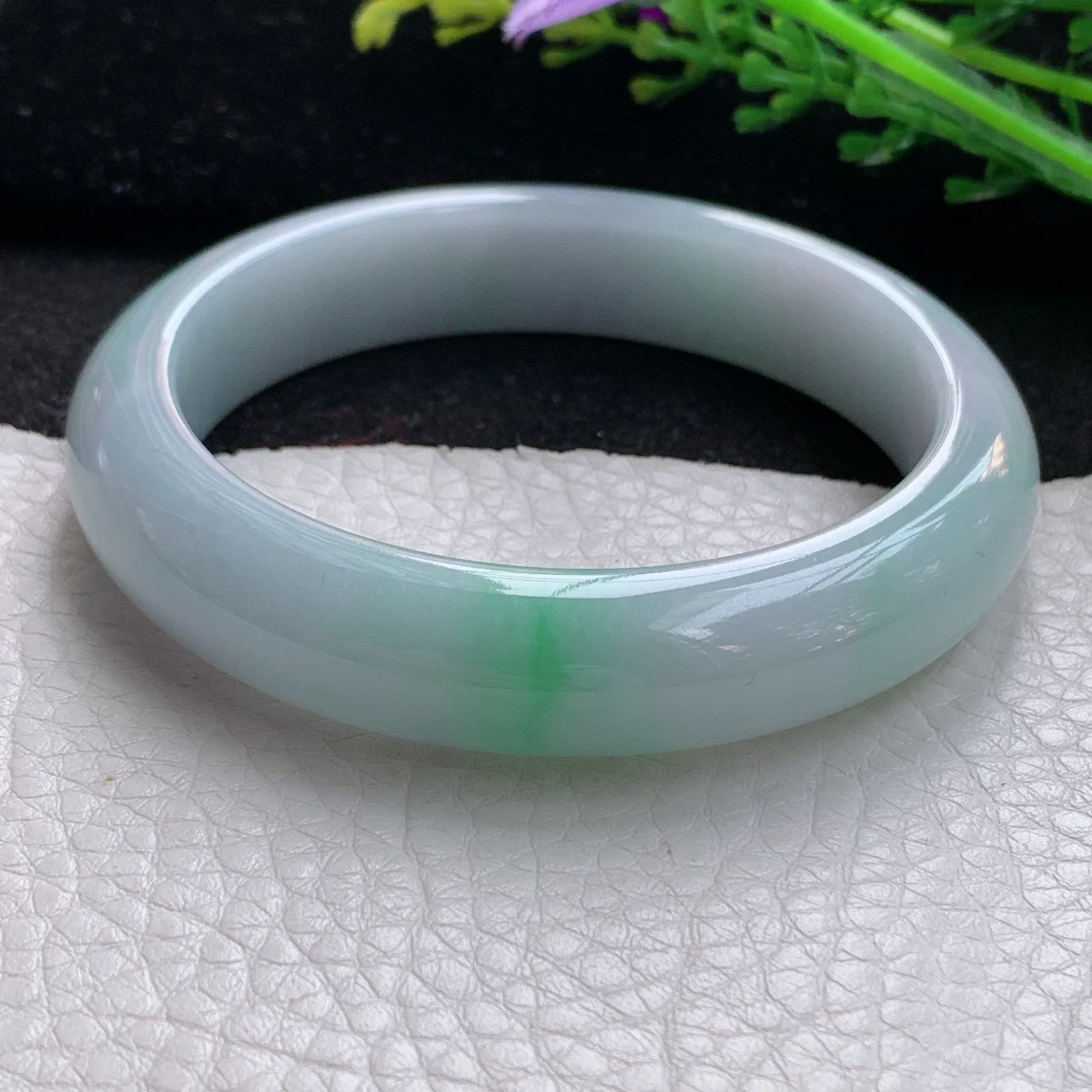 xx自然光56*12.8*8.3平安镯 缅甸翡翠a货玉手镯清新宽边玉手环