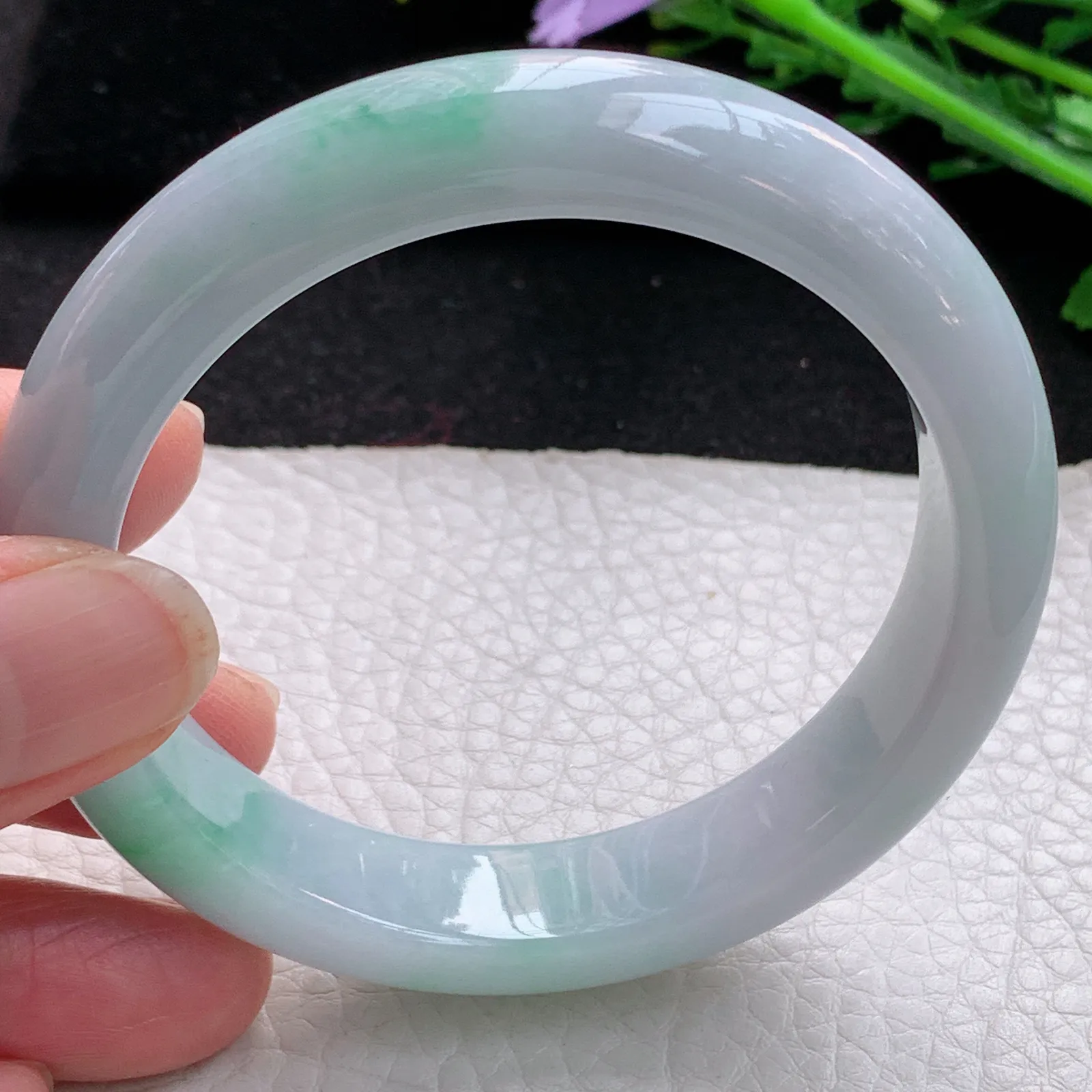 xx自然光56*12.8*8.3平安镯 缅甸翡翠a货玉手镯清新宽边玉手环