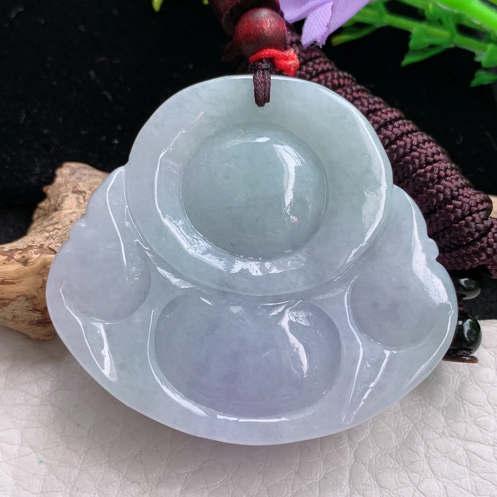 zen自然光43.5*48.5*13.5天然缅甸翡翠饱满紫罗兰大佛公玉吊坠 毛衣坠