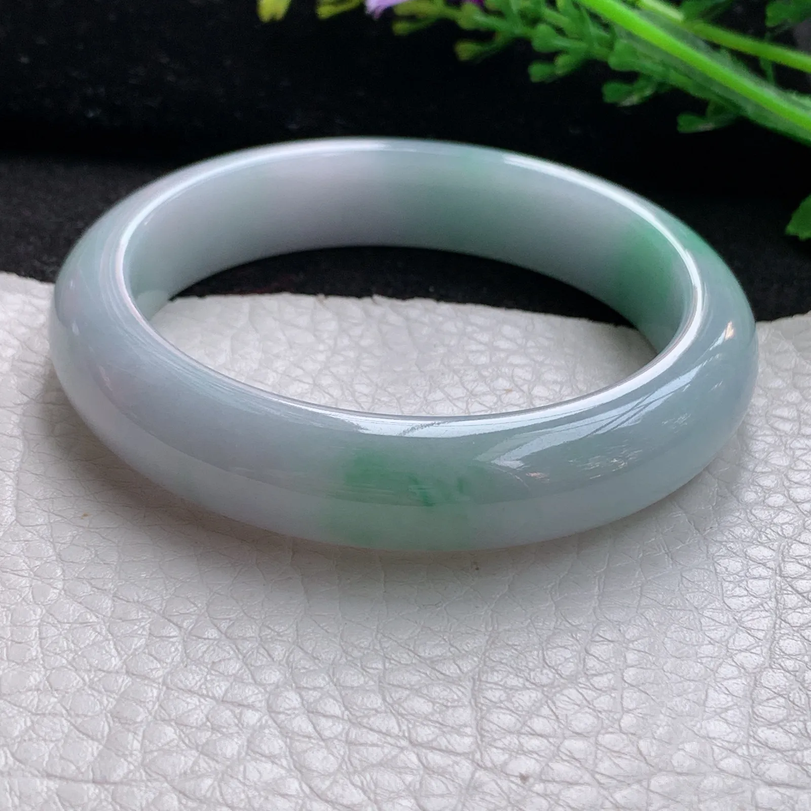 xx自然光56*12.8*8.3平安镯 缅甸翡翠a货玉手镯清新宽边玉手环