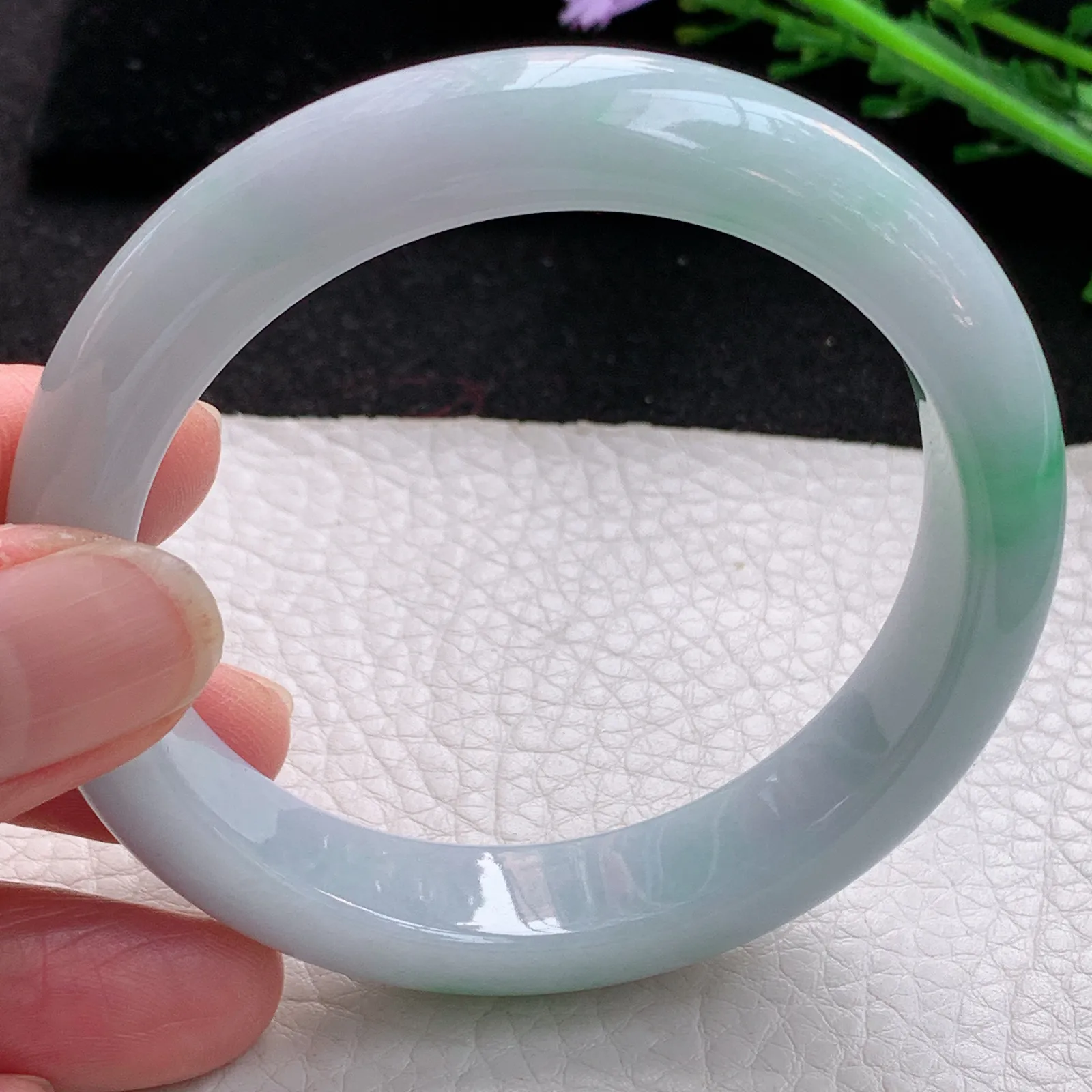 xx自然光56*12.8*8.3平安镯 缅甸翡翠a货玉手镯清新宽边玉手环