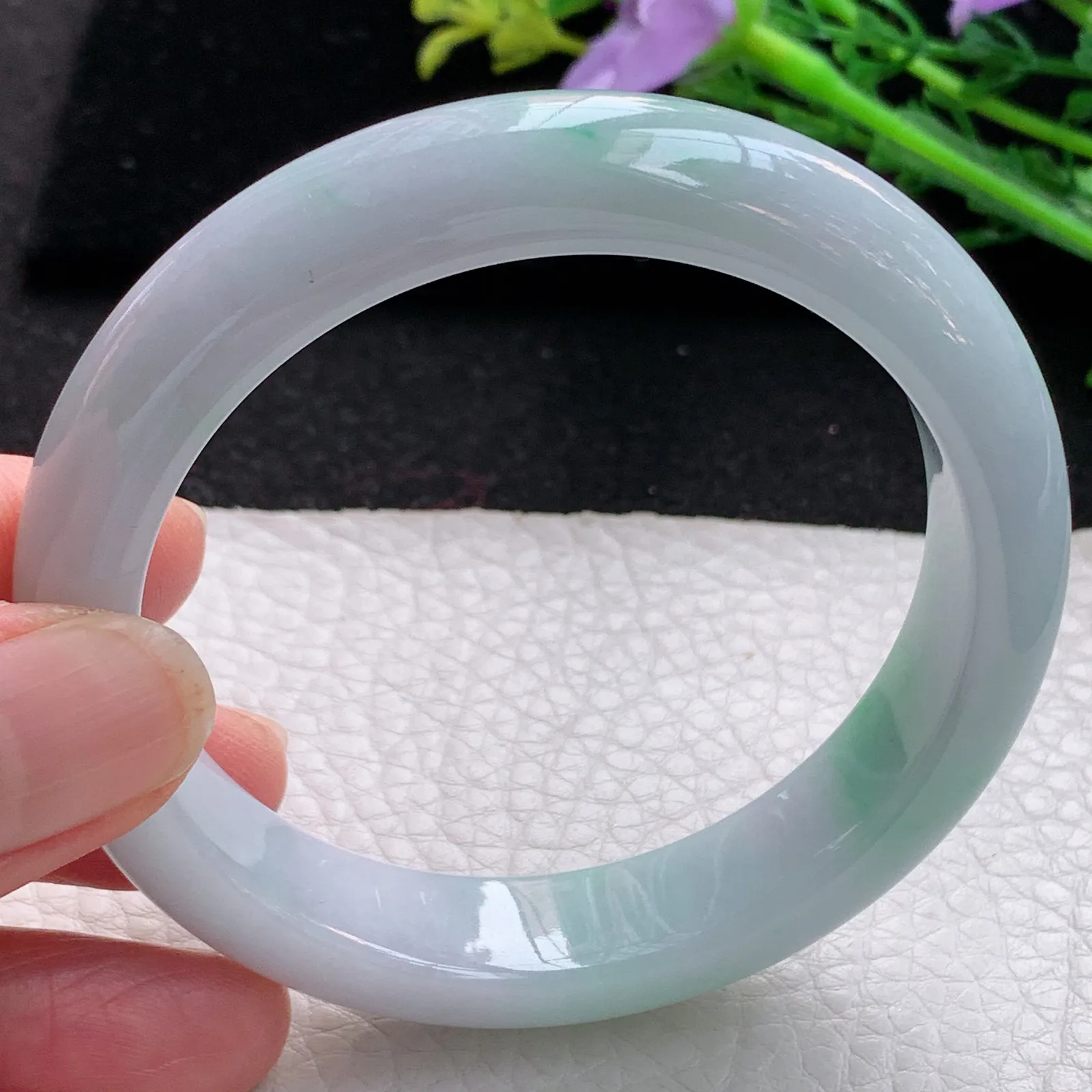 xx自然光56*12.8*8.3平安镯 缅甸翡翠a货玉手镯清新宽边玉手环