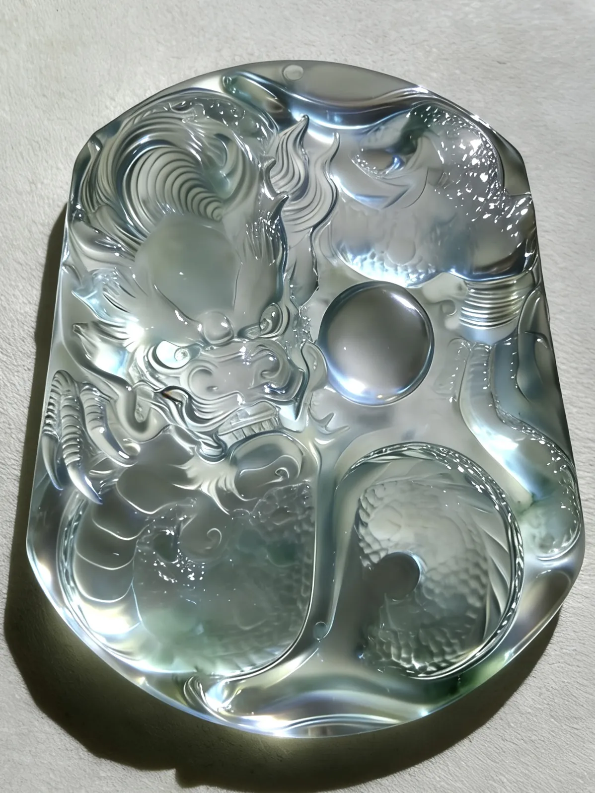 翡翠玻璃种无色吊坠