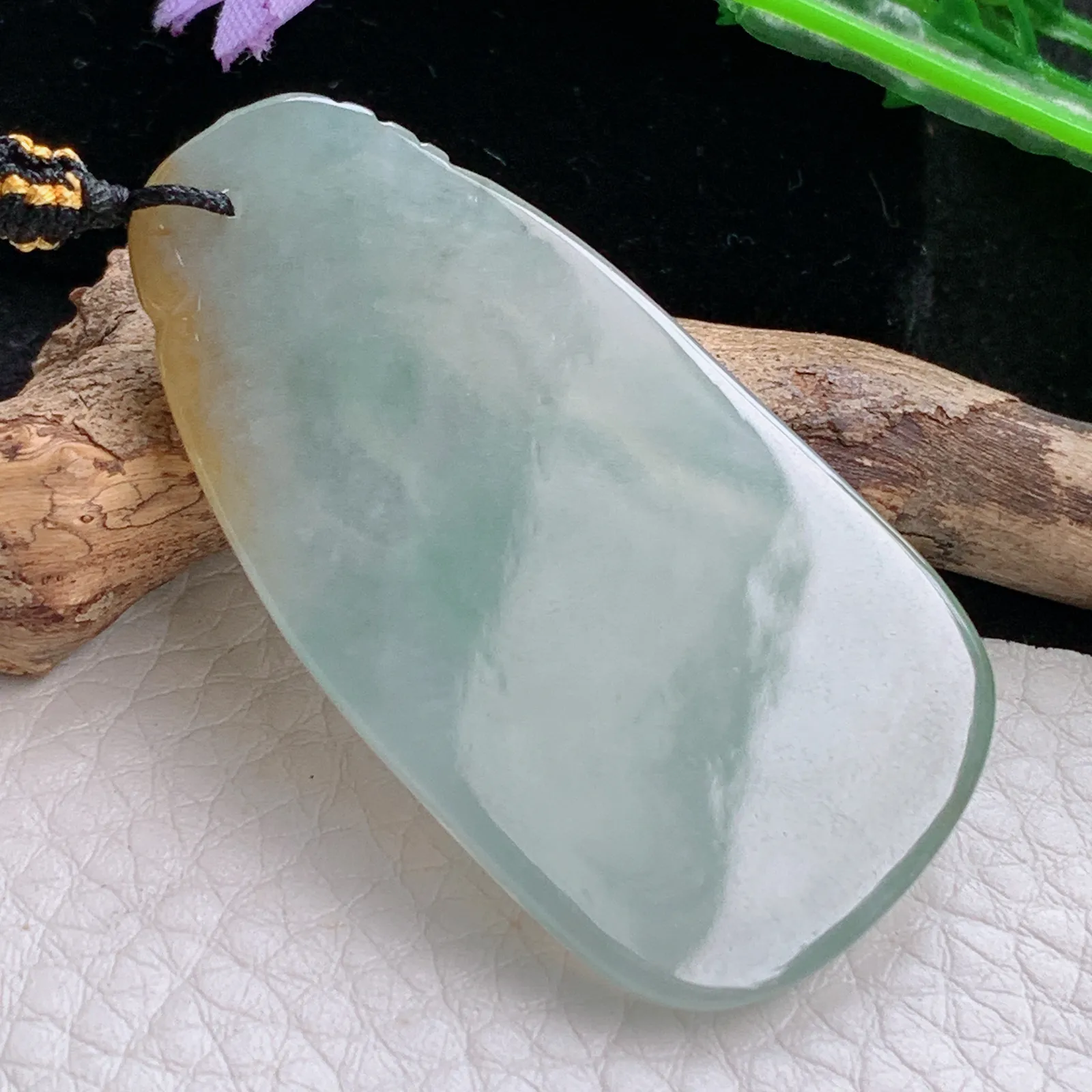 kh自然光50.5*26.3*5.2天然缅甸翡翠冰双彩阿弥陀佛玉吊坠 玉挂件