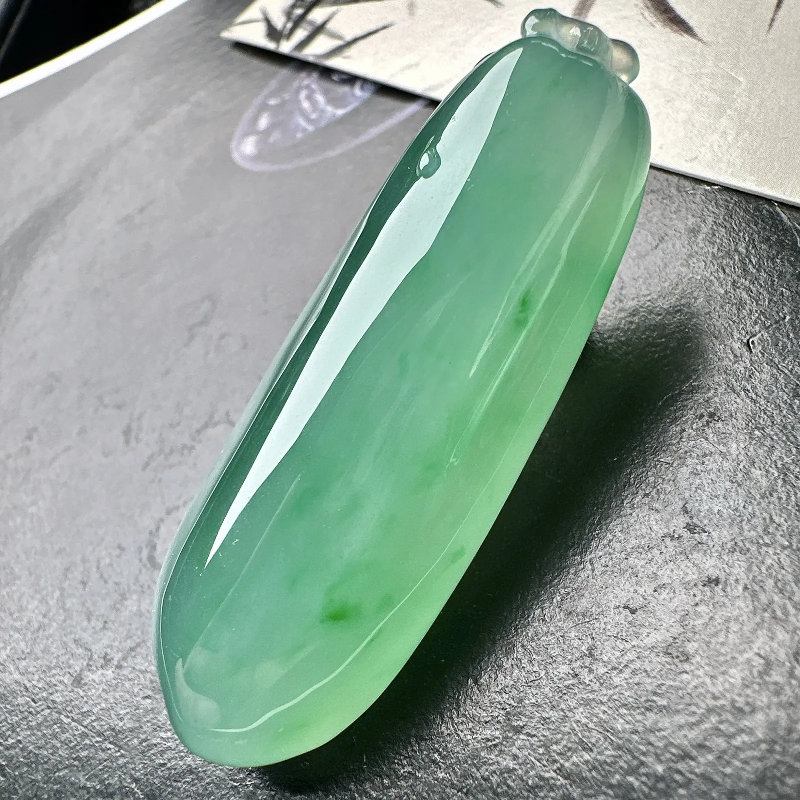 【冰种满绿大福瓜】质地冰润细腻，种老起光，收藏品质，