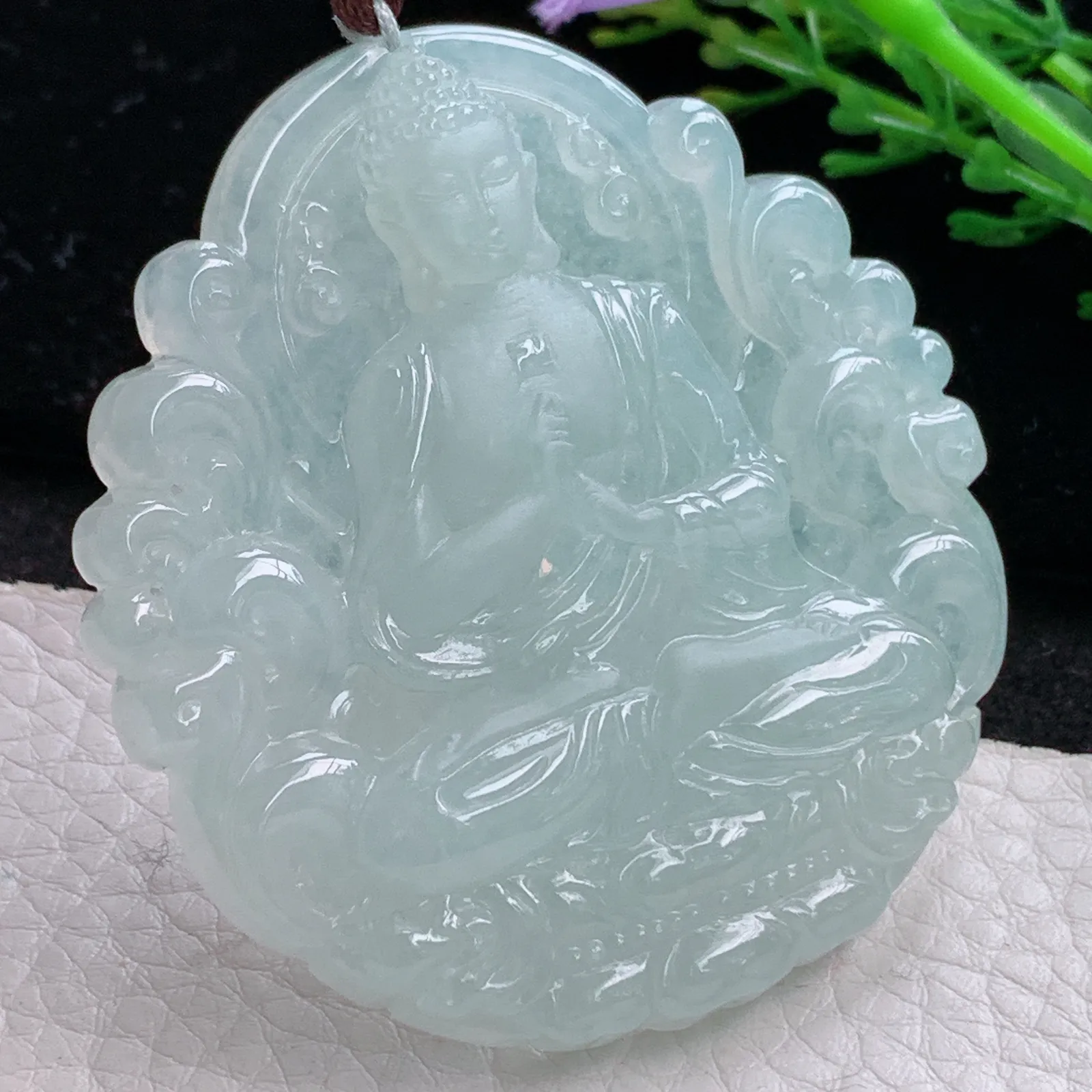 bg自然光57.3*53*8.2天然缅甸翡翠冰晴大日如来佛祖 玉吊坠 毛衣坠