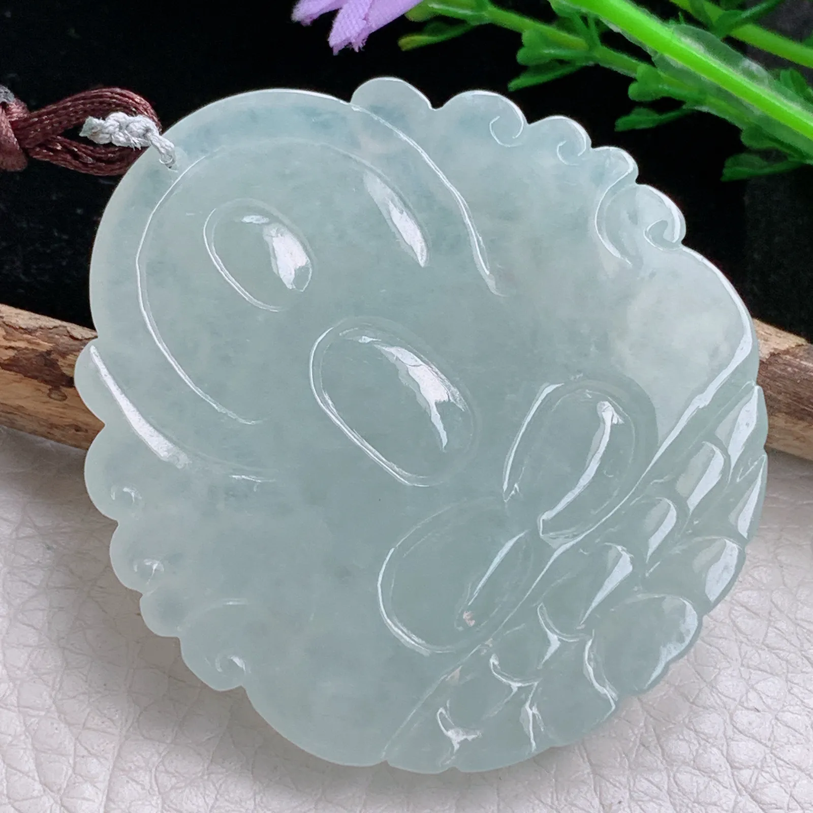 bg自然光57.3*53*8.2天然缅甸翡翠冰晴大日如来佛祖 玉吊坠 毛衣坠