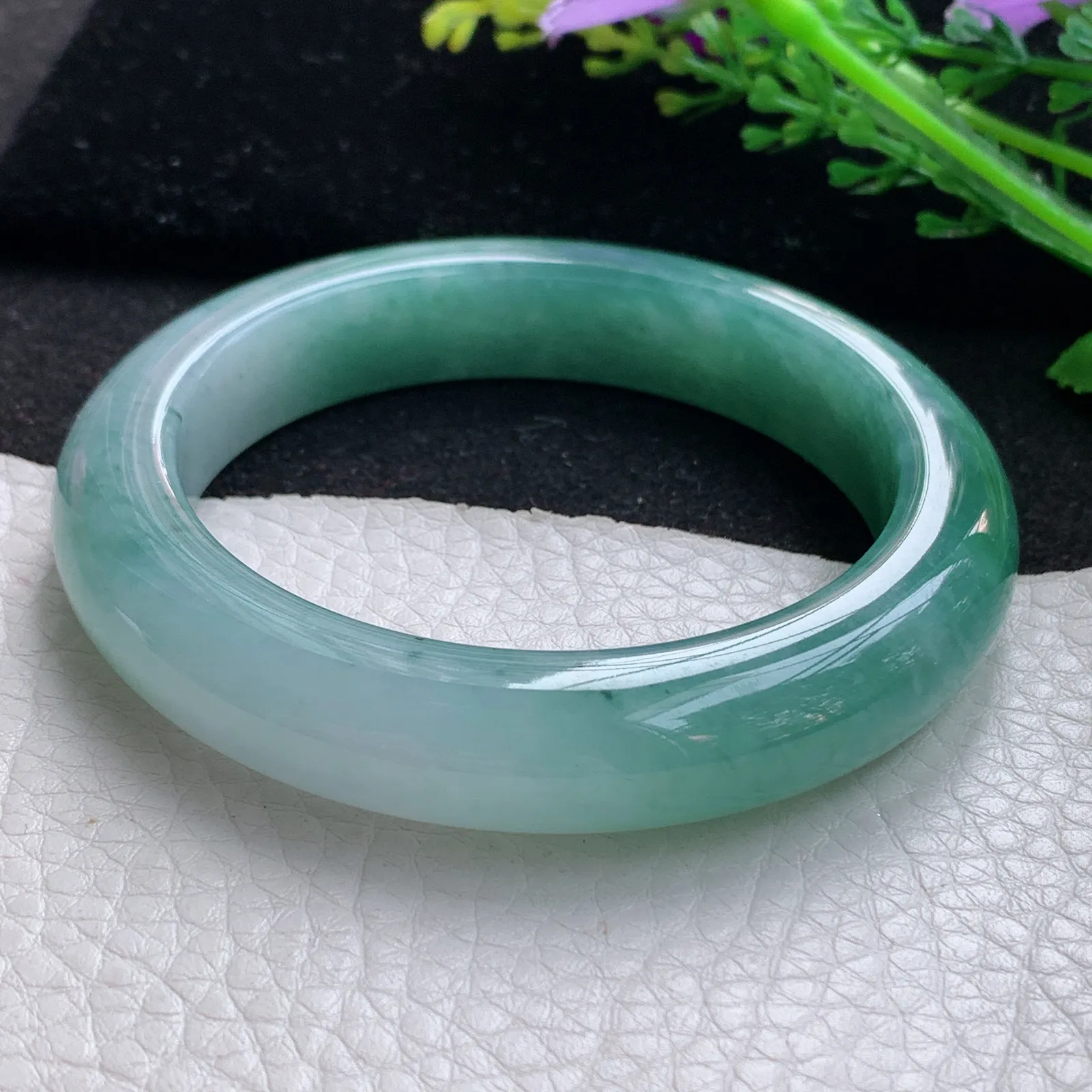 yh自然光56.5*12.5*9.8平安镯 缅甸翡翠a货玉手镯水润韵味宽边玉手环