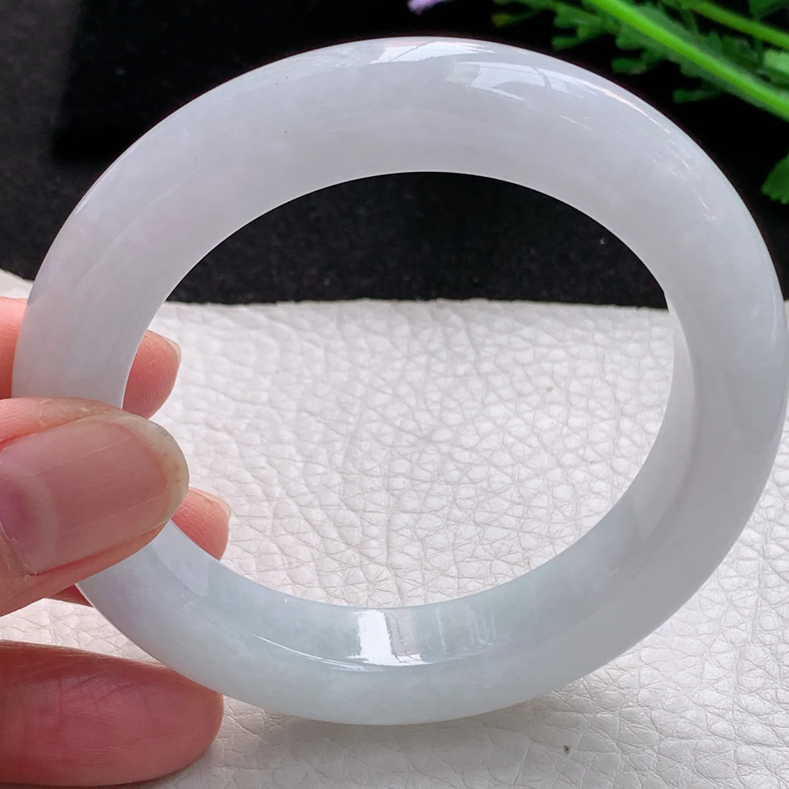 z自然光56.5*11.8*10.2平安镯 缅甸翡翠a货玉手镯白月光宽边玉手环